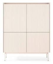 Hohe Liwelo-Kommode mit vier Türen in Grau-Beige