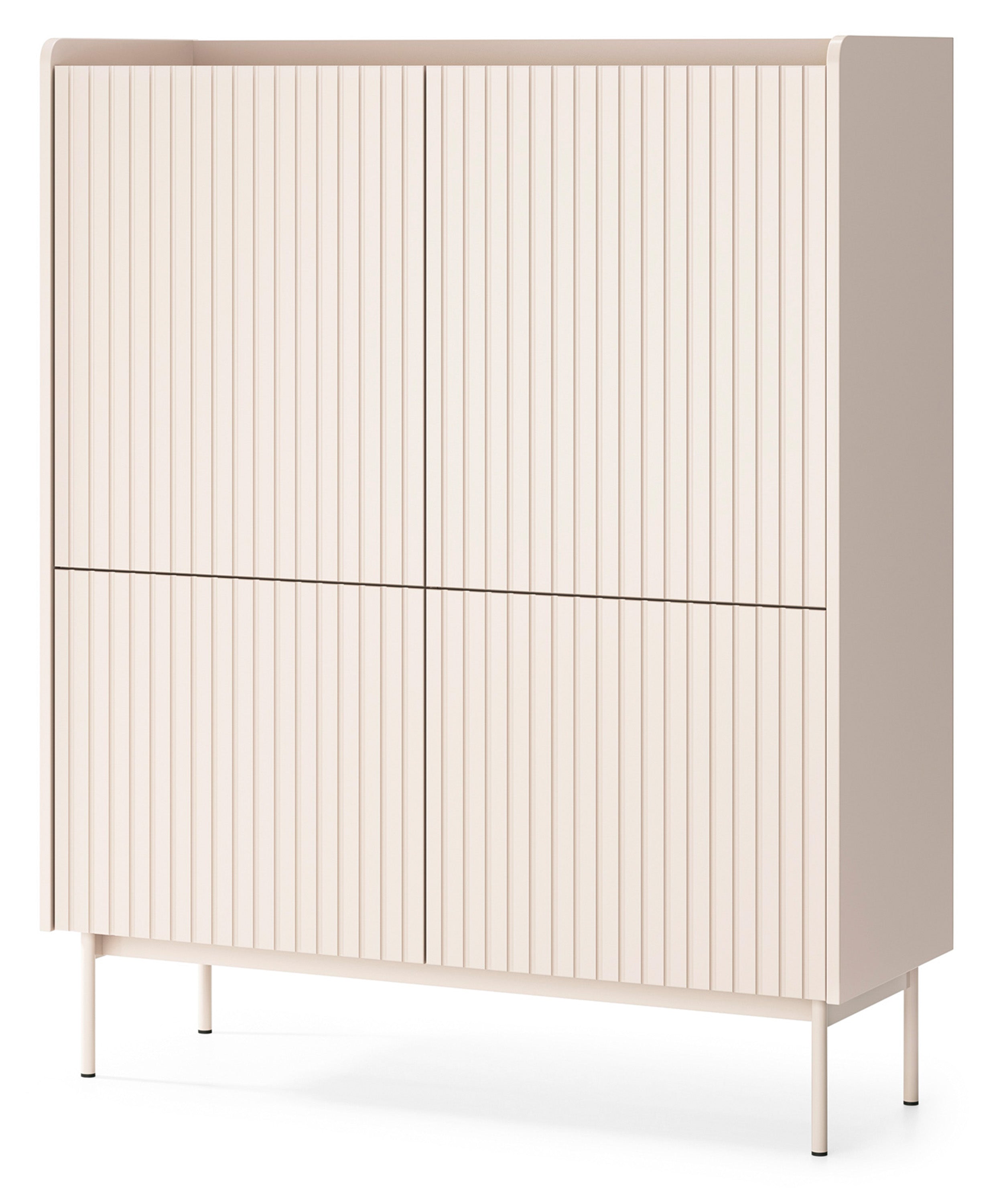 Hohe Liwelo-Kommode mit vier Türen in Grau-Beige
