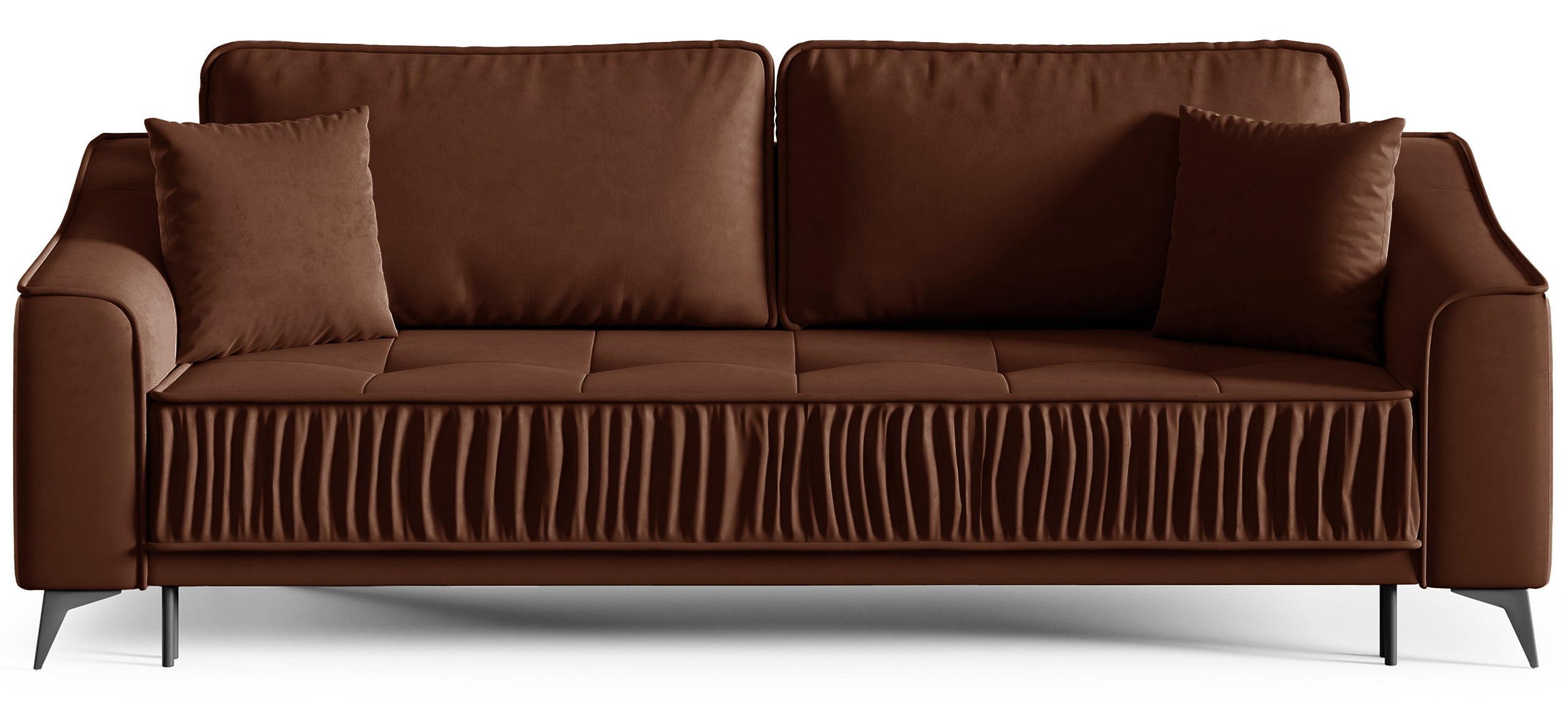 Ausziehbare Dreisitzer-Couch Louisos mit Stauraum, kupferfarbener Veloursstoff, wasserabweisend