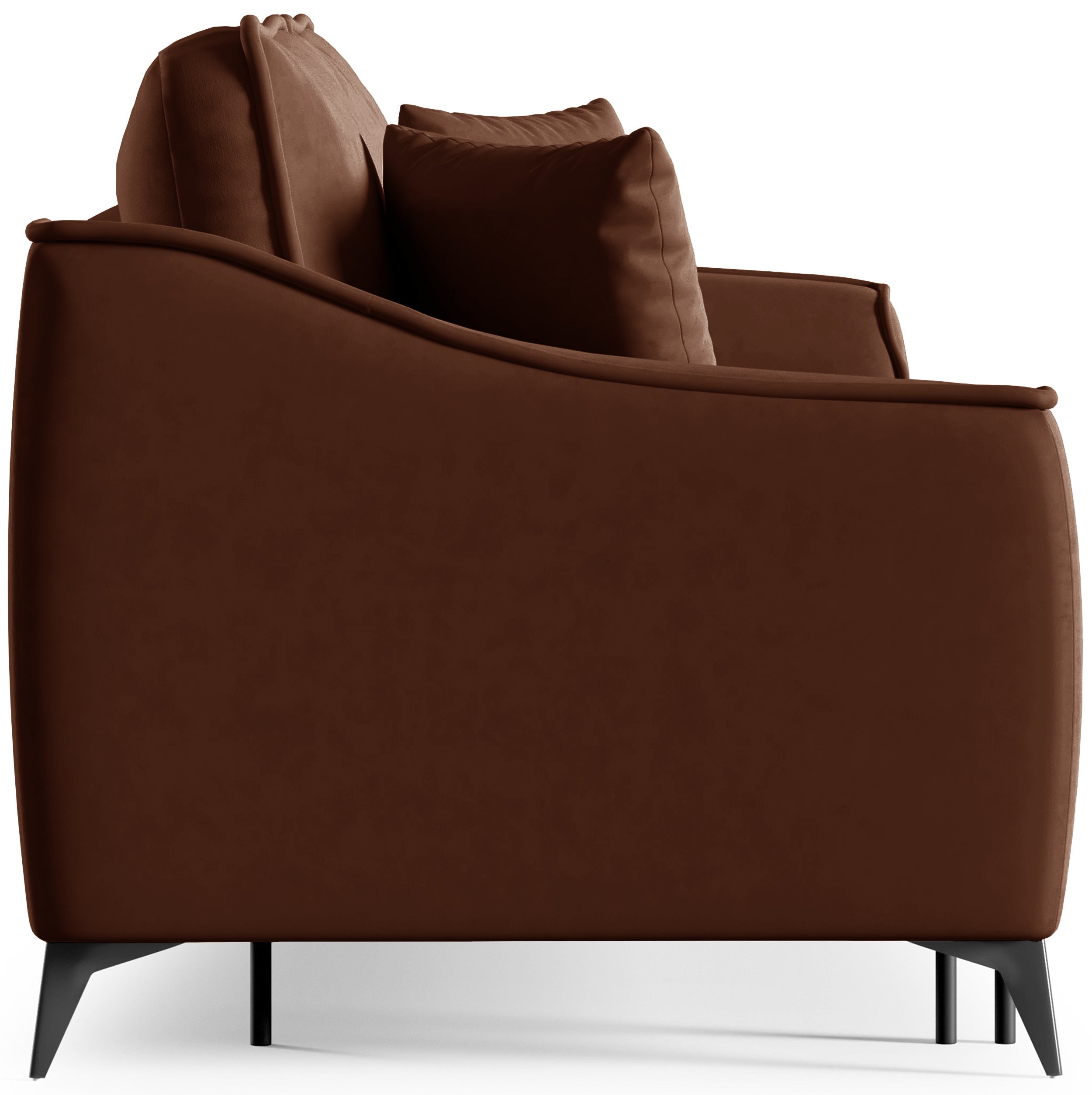 Ausziehbare Dreisitzer-Couch Louisos mit Stauraum, kupferfarbener Veloursstoff, wasserabweisend
