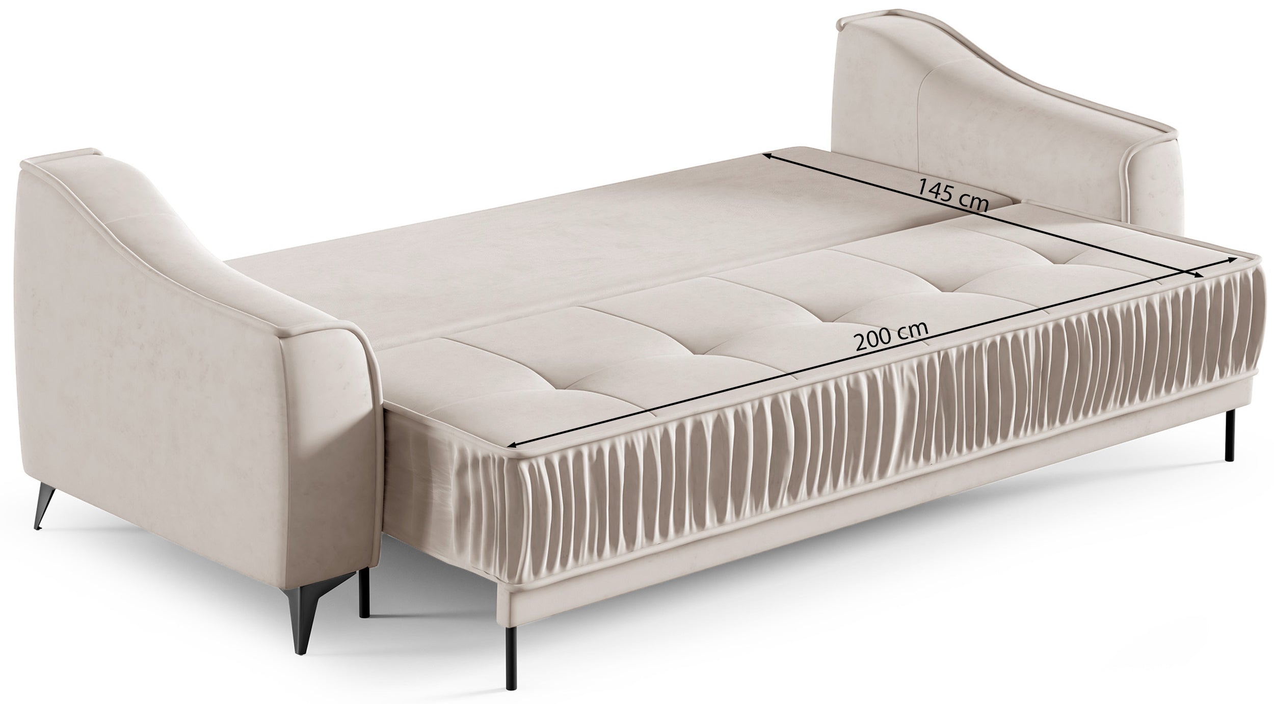 Ausziehbare Dreisitzer-Couch Louisos mit Stauraum, kupferfarbener Veloursstoff, wasserabweisend