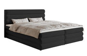 Kontinentales Bett 160x200 cm Alegre mit Topper und zwei Stauraumfächern, schwarzer hydrophober Chenillebezug