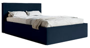 Polsterbett 140x200 cm Lucera mit Stauraum, marineblauer Samt, wasserabweisend