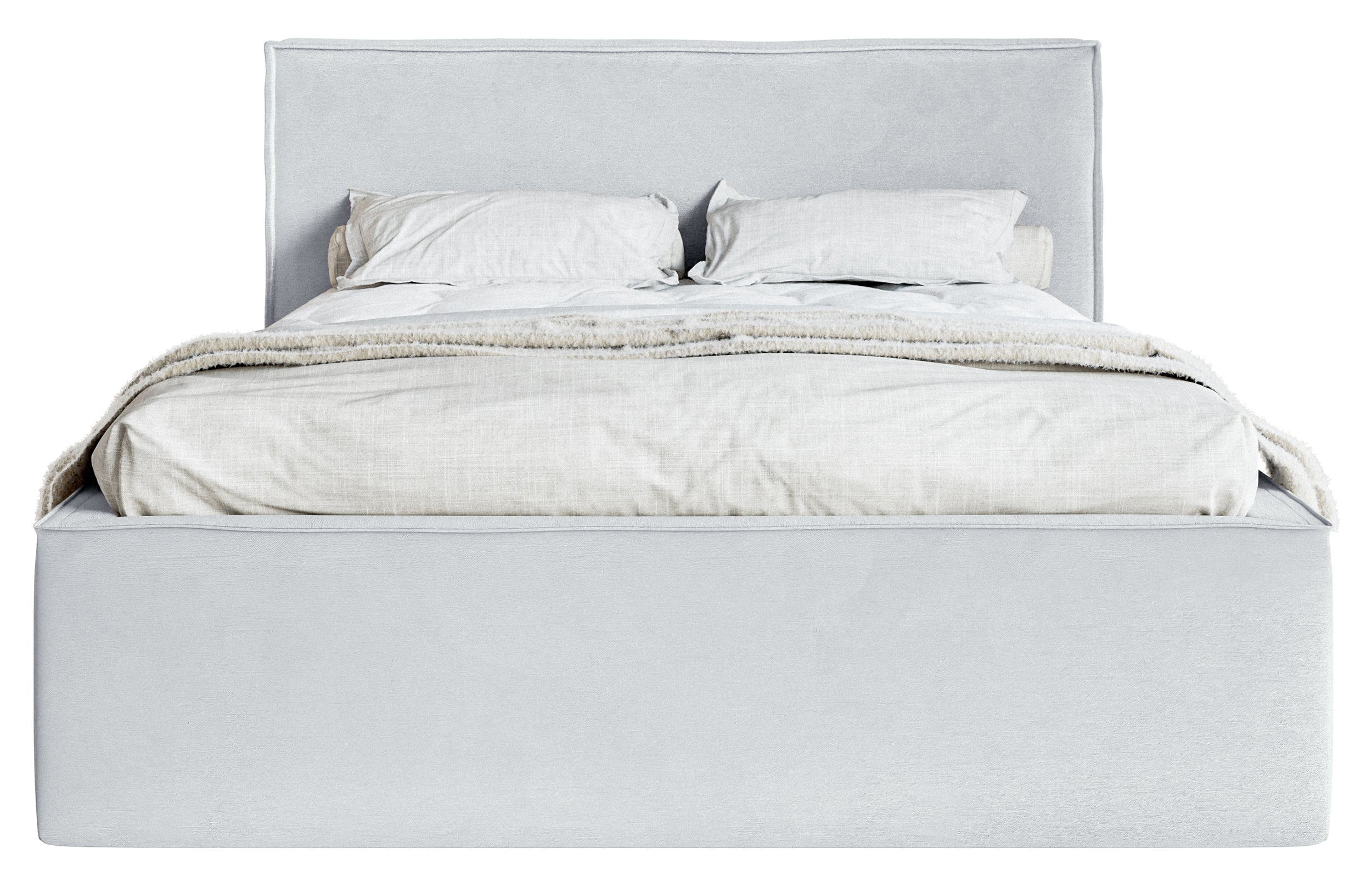 Polsterbett 140x200 cm Lucera mit Stauraum, taubenblauer Velours, wasserabweisend