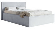 Polsterbett 140x200 cm Lucera mit Stauraum, taubenblauer Velours, wasserabweisend