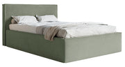 Polsterbett 140x200 cm Lucera mit Stauraum, eukalyptusfarbener Veloursstoff, wasserabweisend