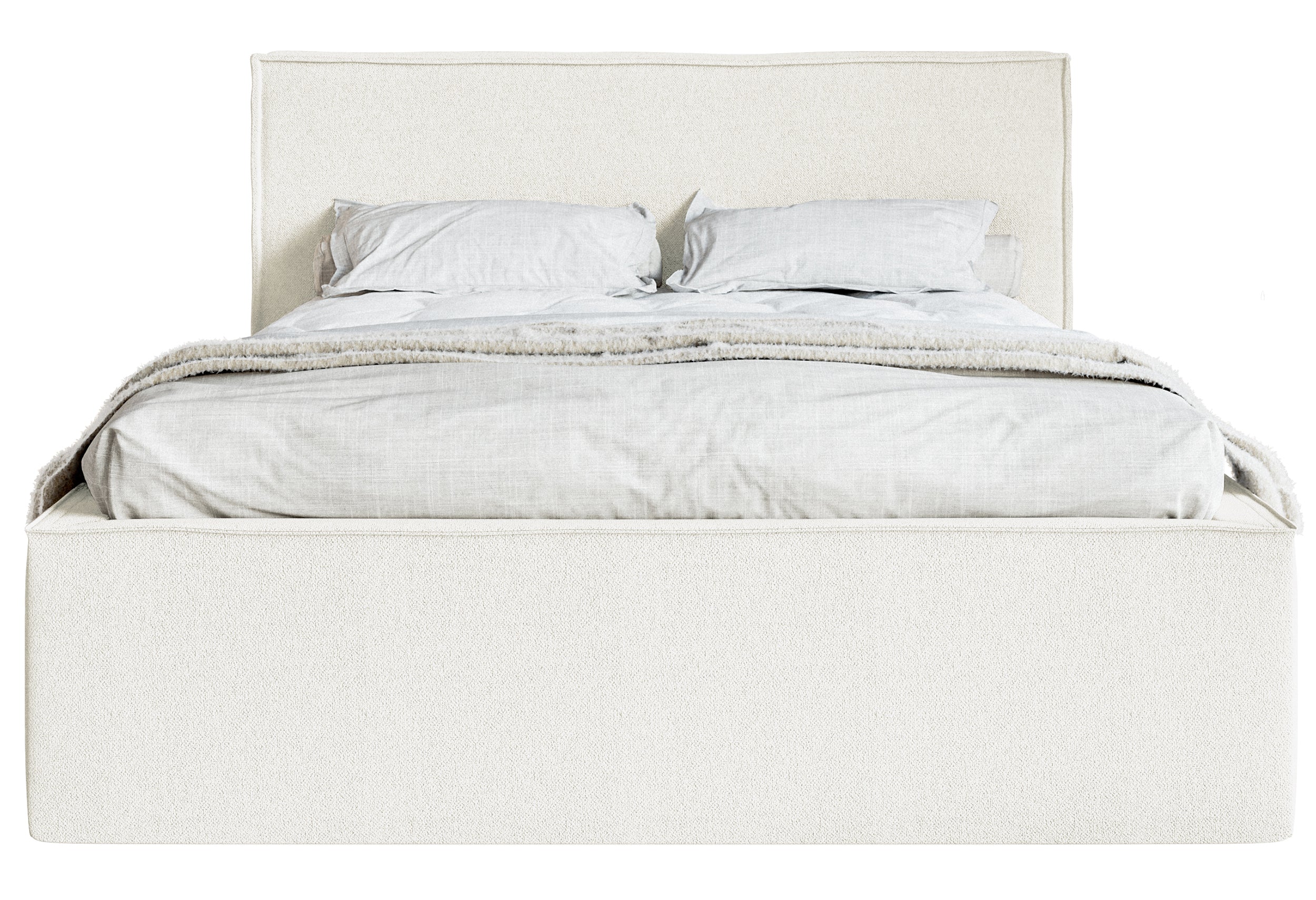 Polsterbett 180x200 cm Lucera mit Stauraum, cremefarbenes Chenille