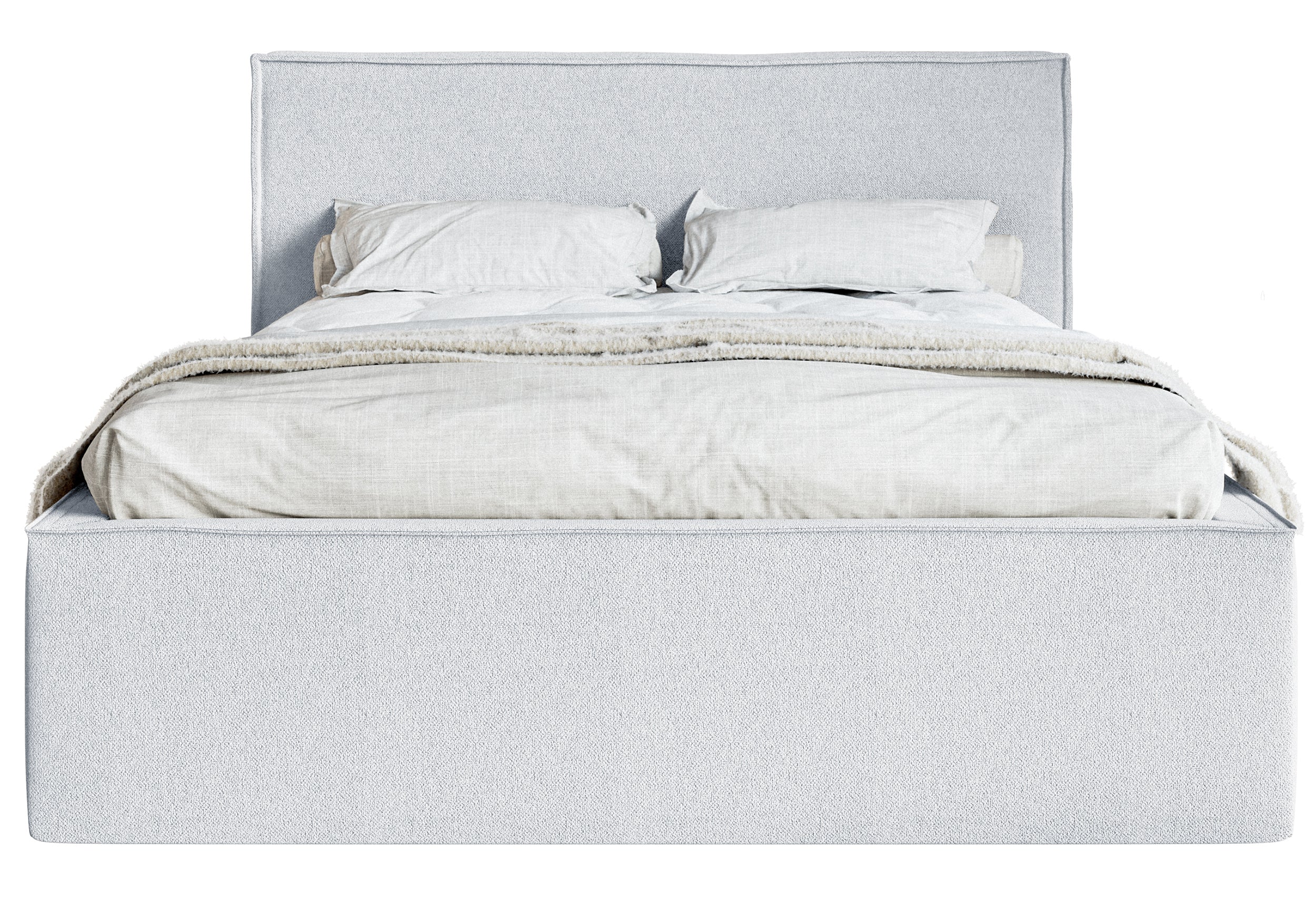 Polsterbett 140x200 cm Lucera mit Stauraum, hellgrauer Chenillestoff