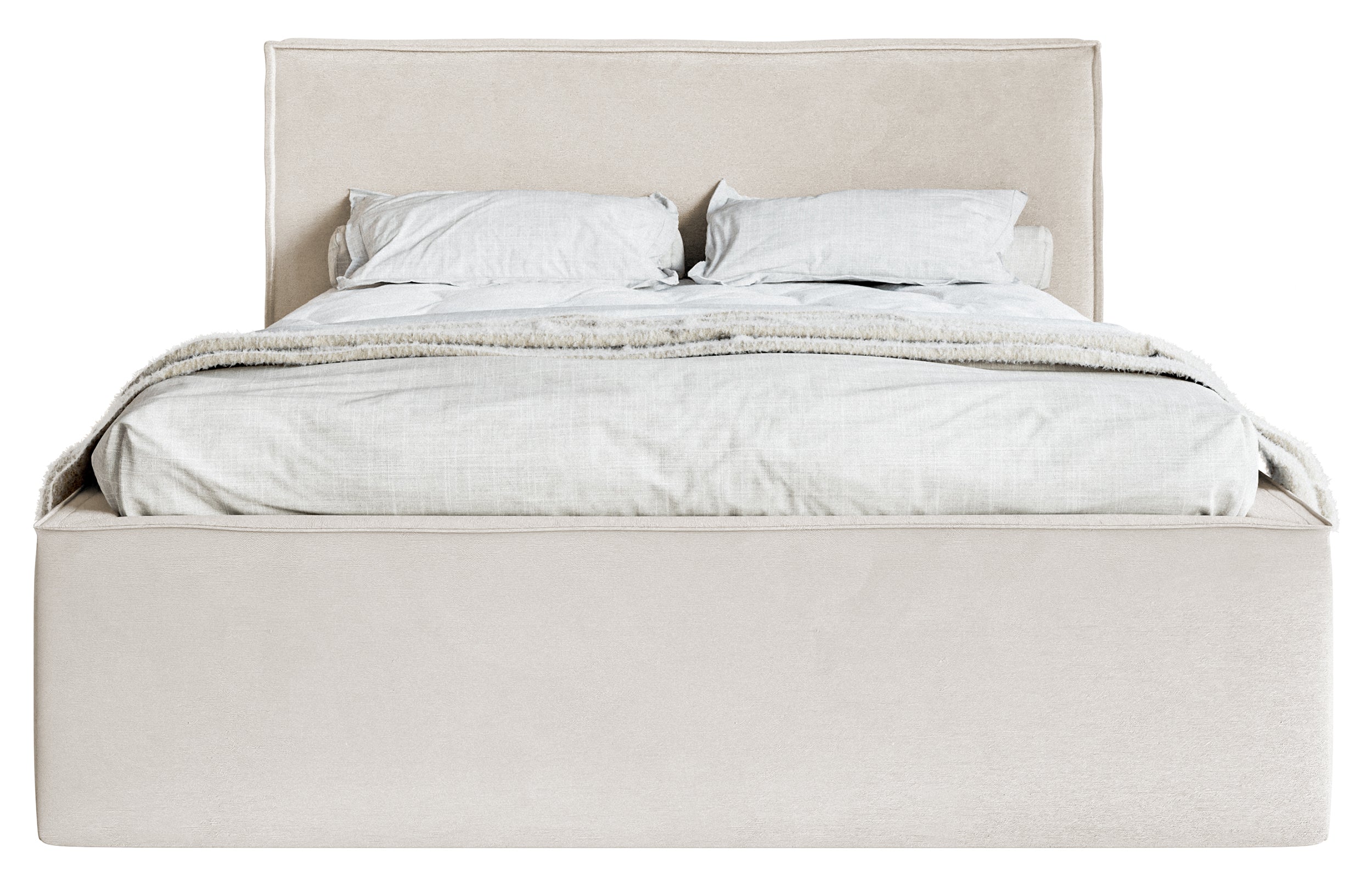 Polsterbett 140x200 cm Lucera mit Stauraum, grau-beiger wasserabweisender Samt