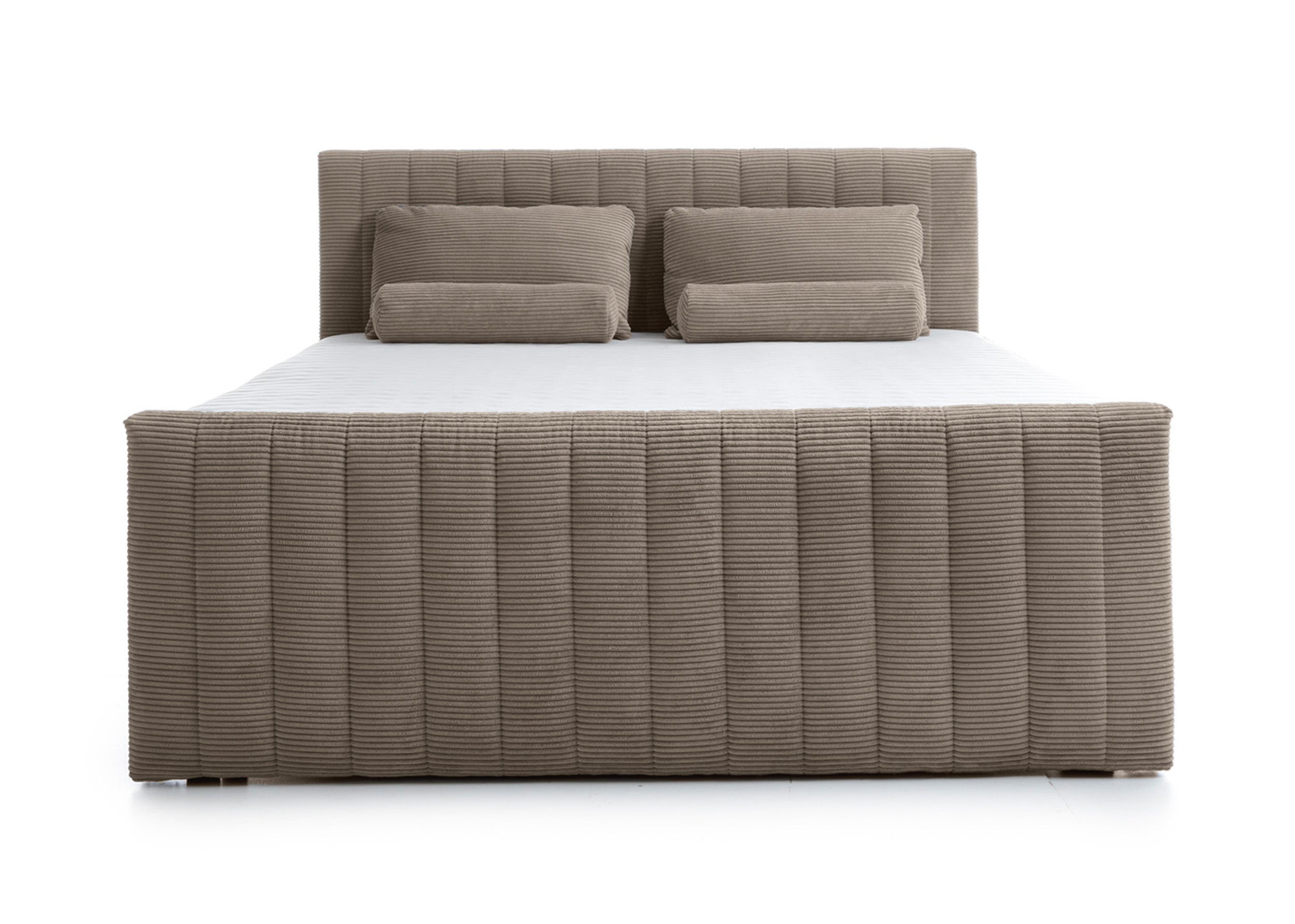 Kontinentalbett Lullabino 160x200 cm mit Stauraum und Topper, grau-beige Cord