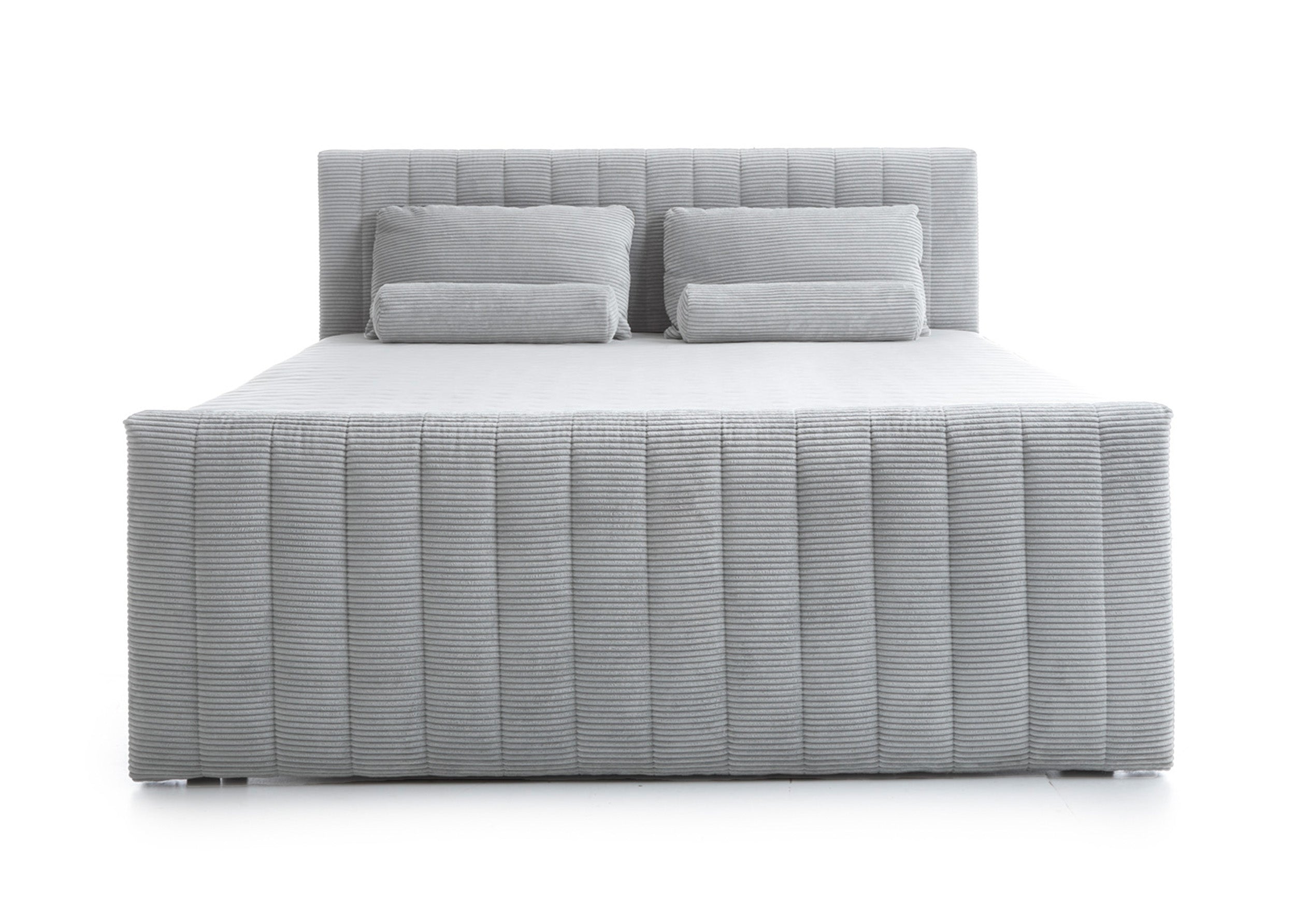 Kontinentalbett Lullabino 180x200 cm mit Stauraum und Topper, hellgrauer Cordstoff