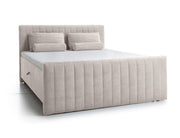 Kontinentales Bett Lullabino 180x200 cm mit Stauraum und Topper, hellbeige Cord