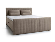 Kontinentalbett Lullabino 160x200 cm mit Stauraum und Topper, grau-beige Cord