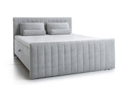 Kontinentalbett Lullabino 180x200 cm mit Stauraum und Topper, hellgrauer Cordstoff