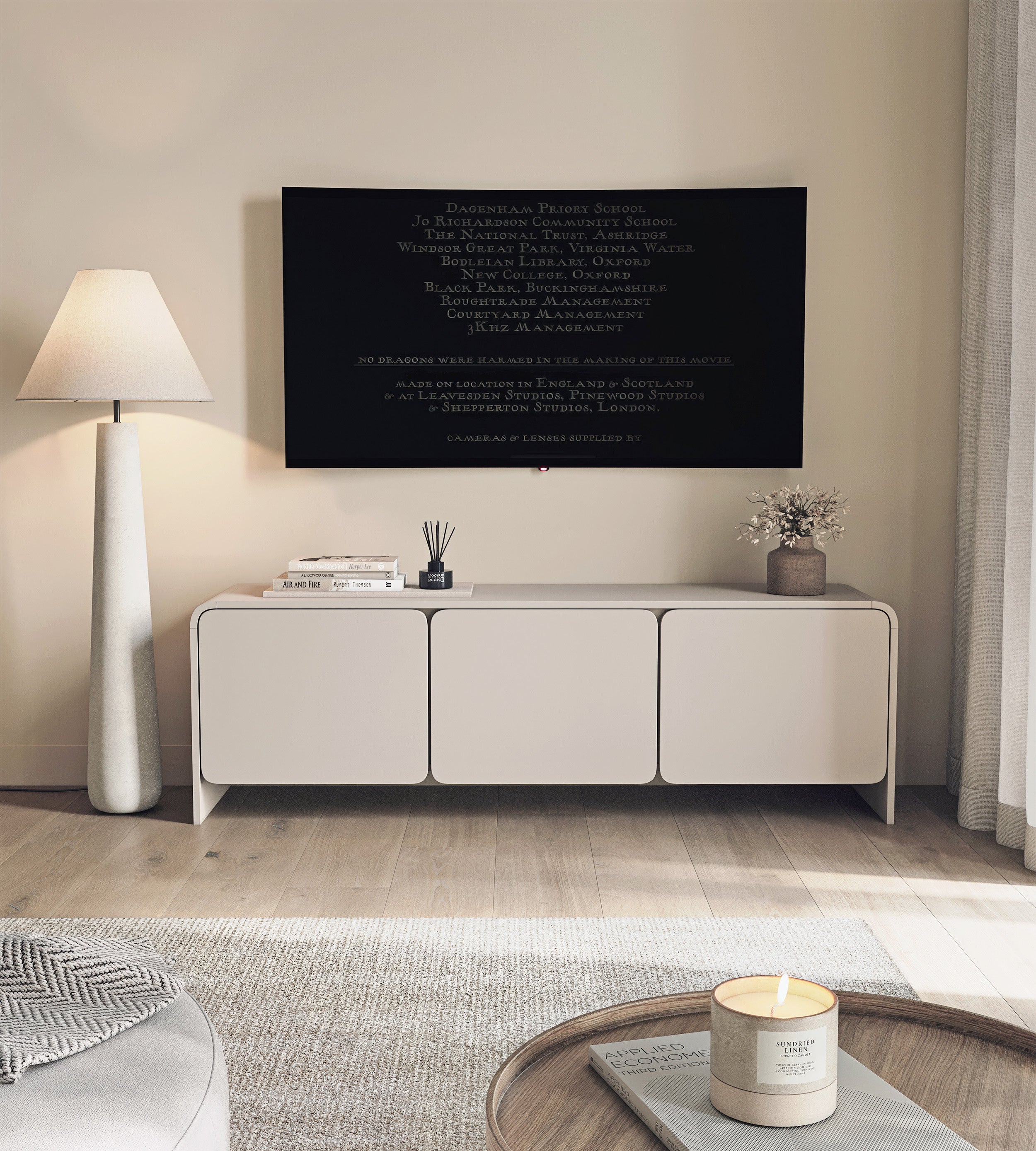 Drehtüriger TV-Schrank Lummo 156 cm Kaschmir