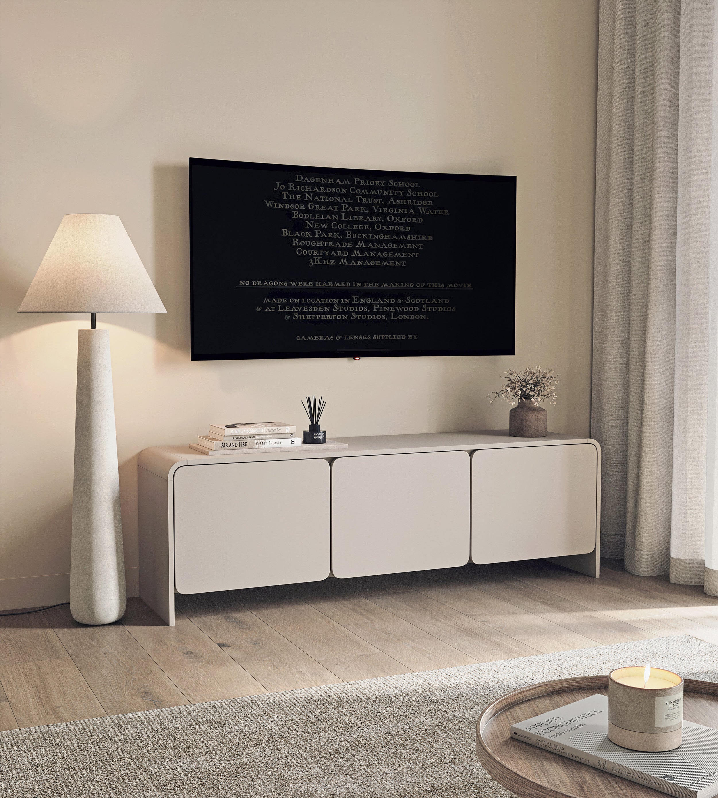 Drehtüriger TV-Schrank Lummo 156 cm Kaschmir