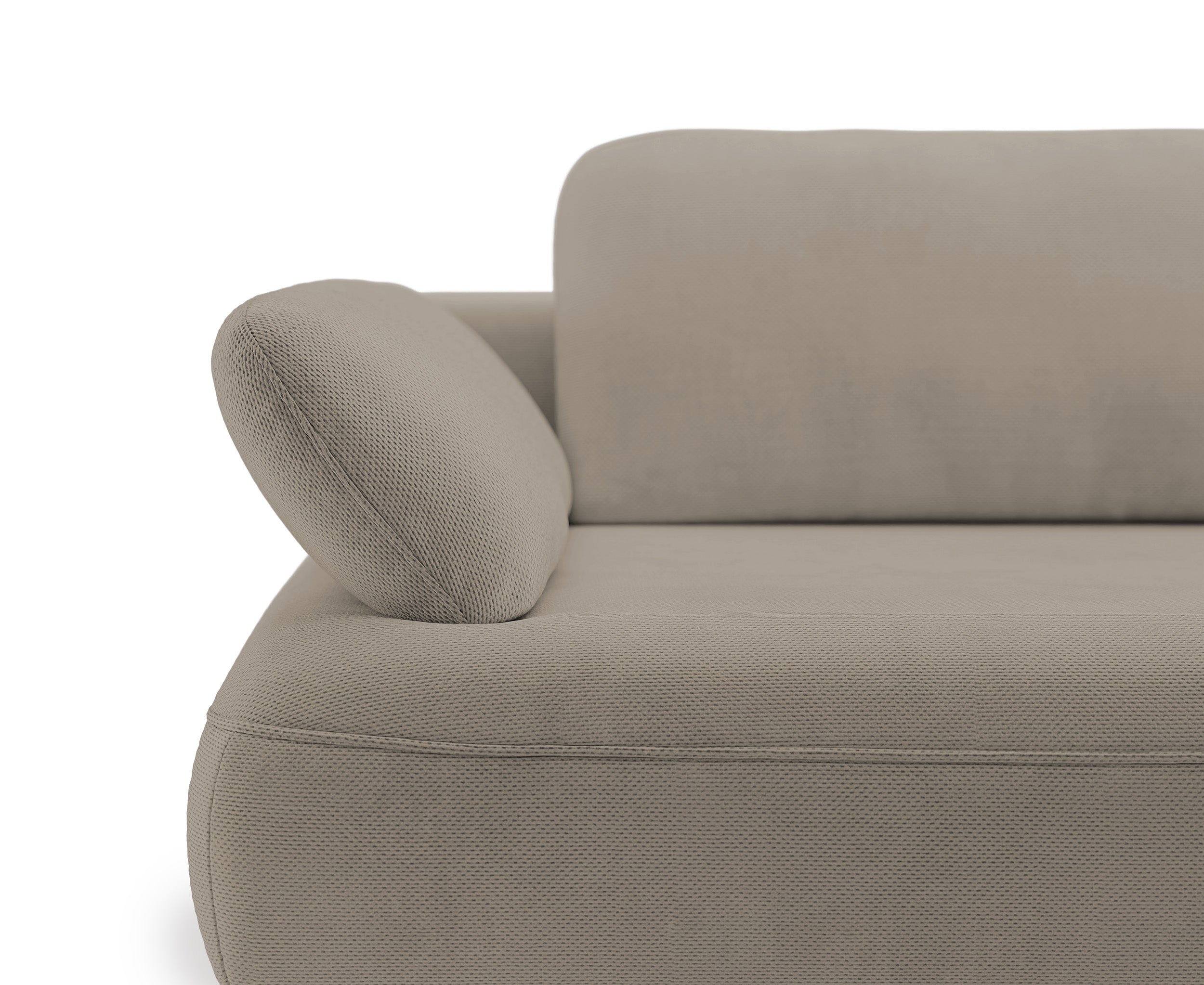 Ecksofa mit Schlaffunktion Avolla, L-förmig, rechtsseitig, mit Stauraum, dunkelbeige, hydrophobes Chenillegewebe