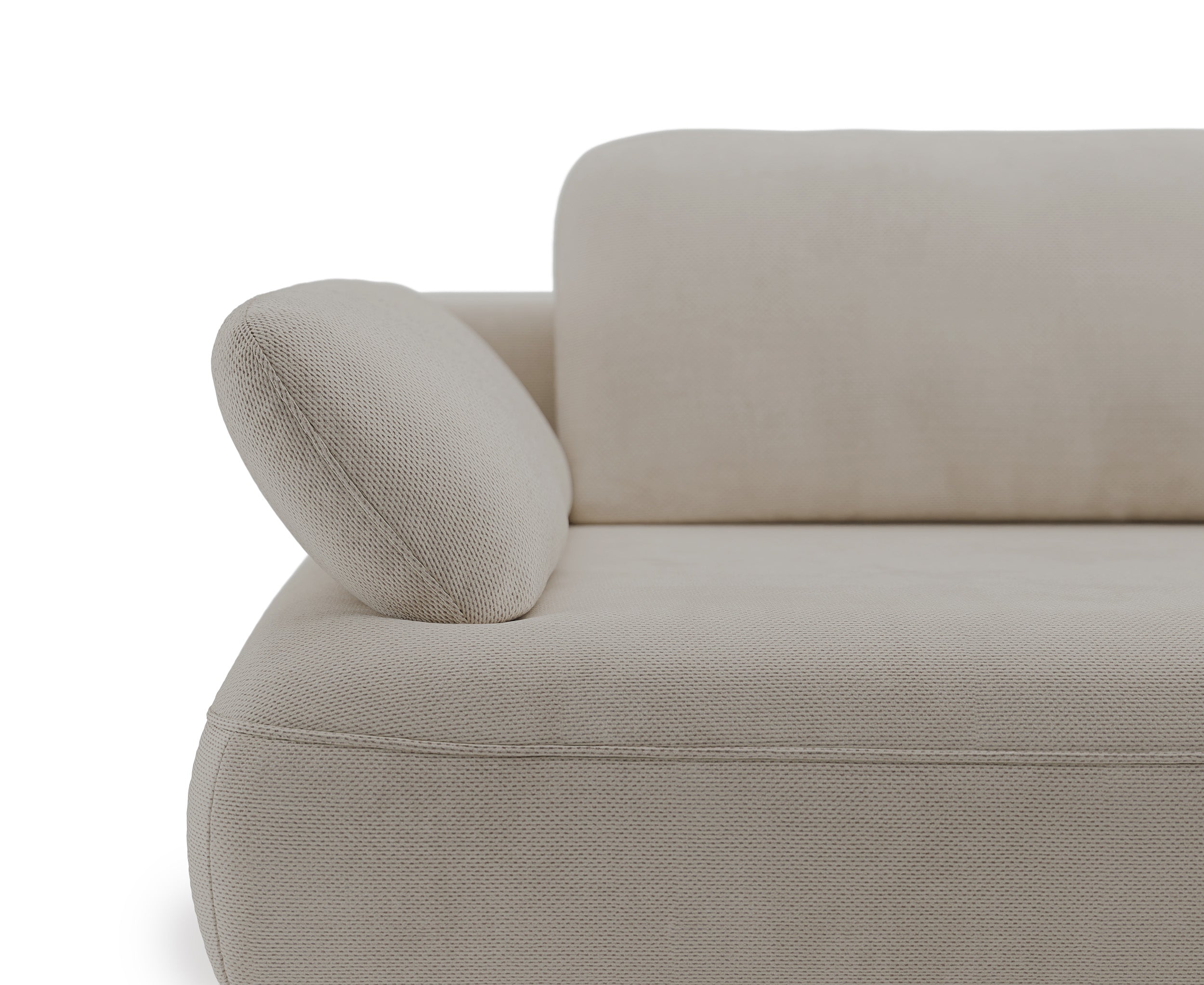 Ecksofa mit Schlaffunktion Avolla, L-förmig, rechtsseitig, mit Stauraum, beige, hydrophobes Chenille
