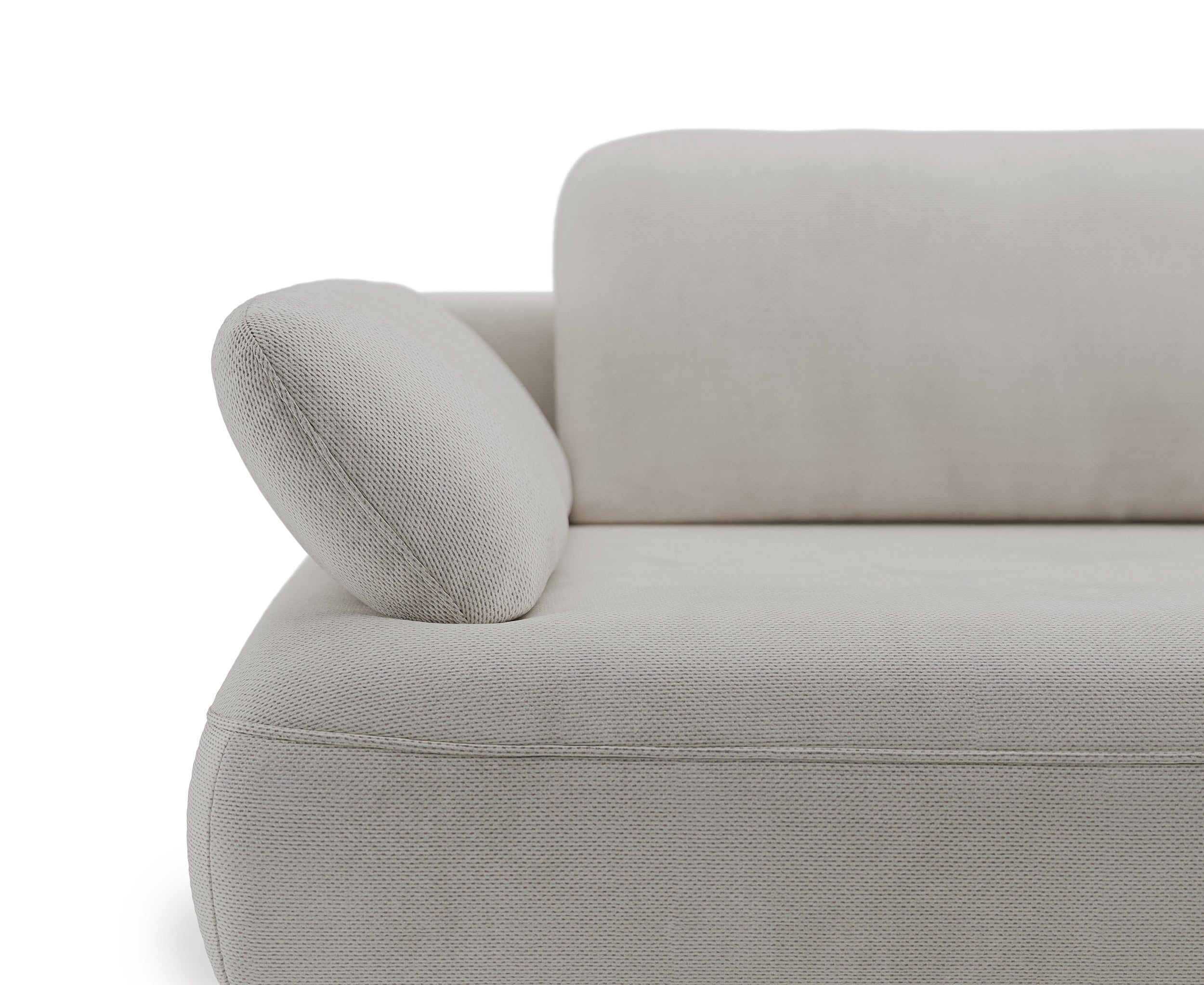 Ecksofa mit Schlaffunktion Avolla, L-Form, rechtsseitig, mit Stauraum, grau-beiger hydrophober Chenillestoff