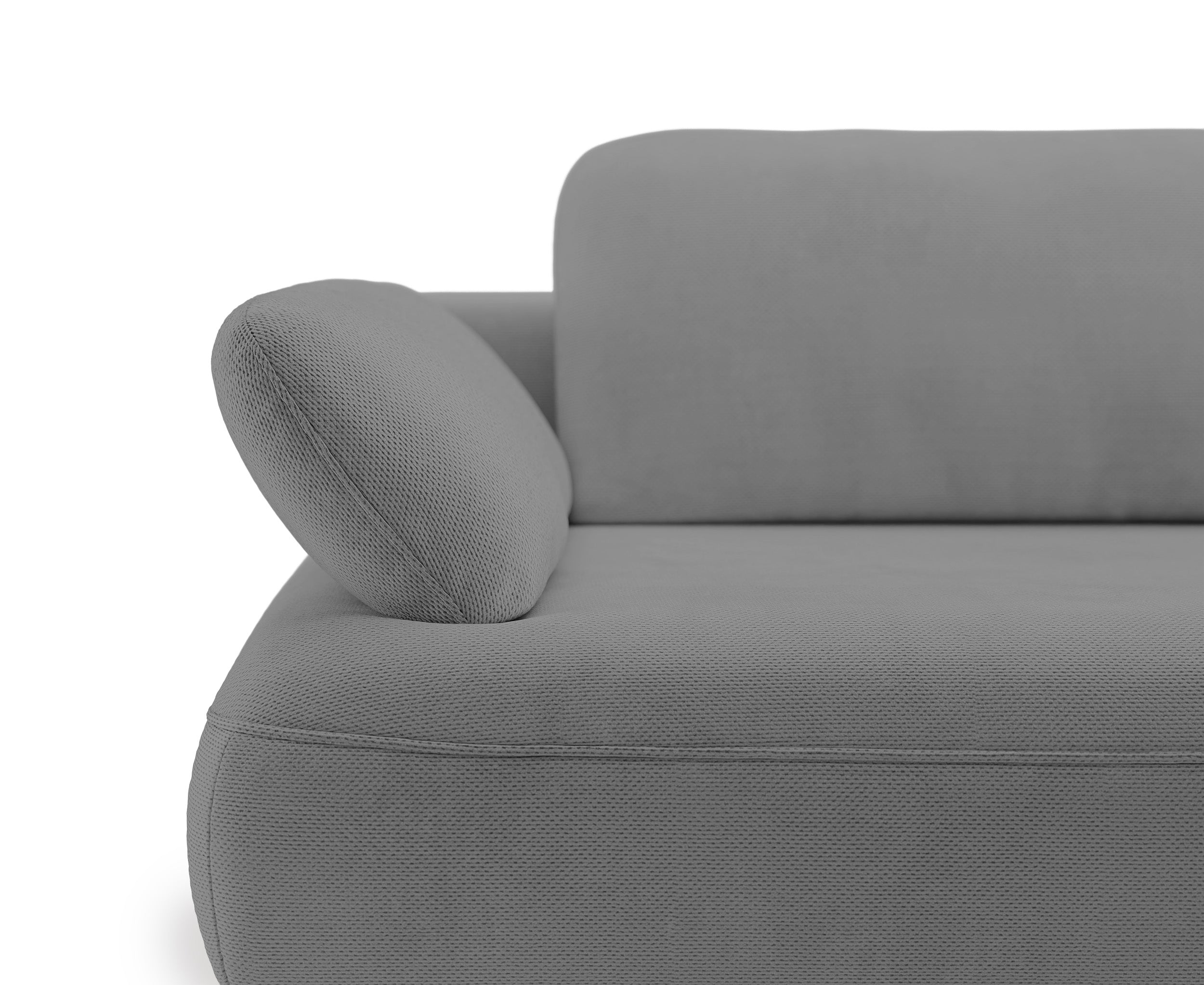 Ecksofa mit Schlaffunktion Avolla, L-förmig, rechtsseitig, mit Stauraum, grauer hydrophober Chenille-Stoff