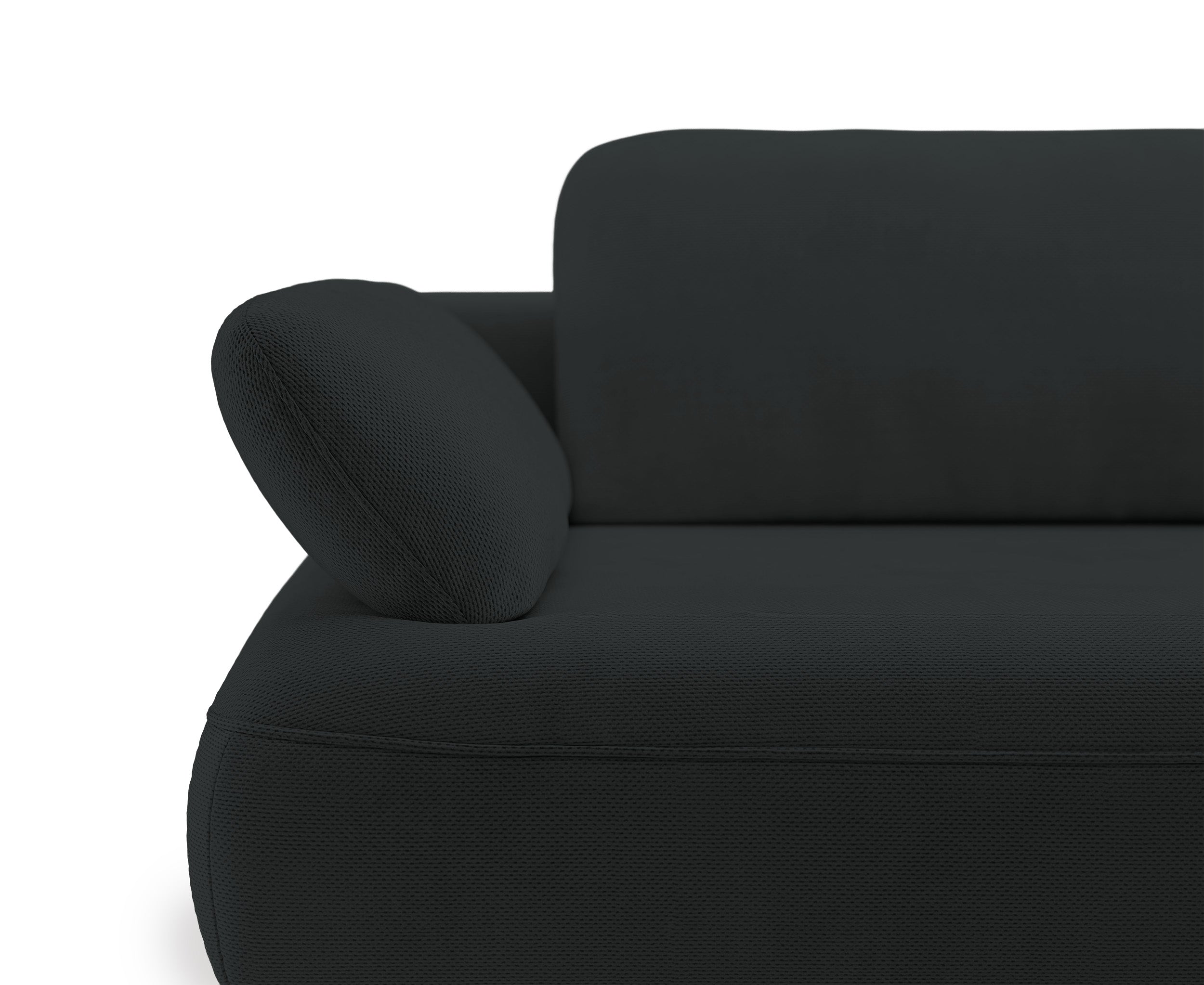 Ecksofa mit Schlaffunktion Avolla, L-förmig, rechtsseitig, mit Stauraum, graphitfarben, hydrophobes Chenille