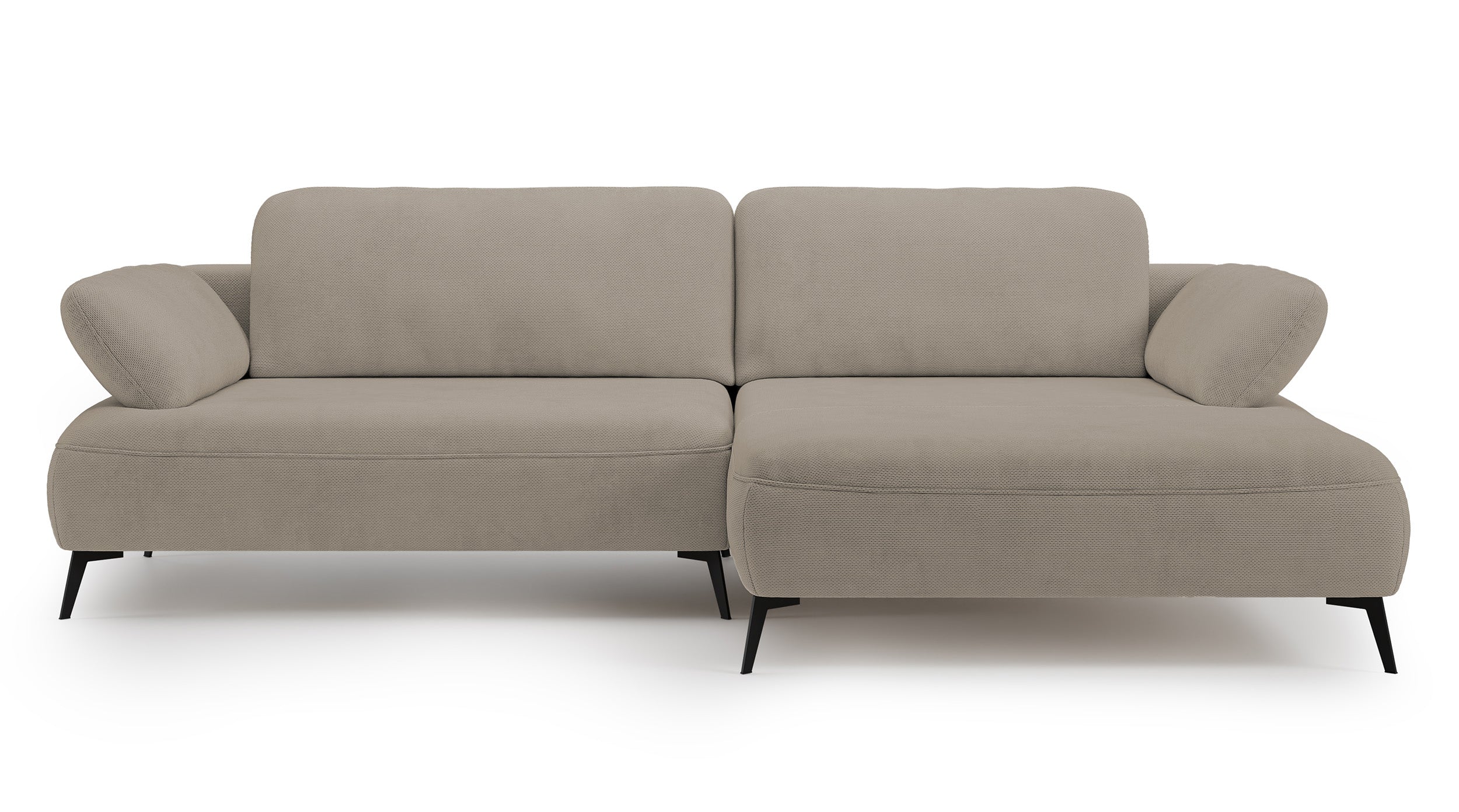 Ecksofa mit Schlaffunktion Avolla, L-förmig, rechtsseitig, mit Stauraum, dunkelbeige, hydrophobes Chenillegewebe