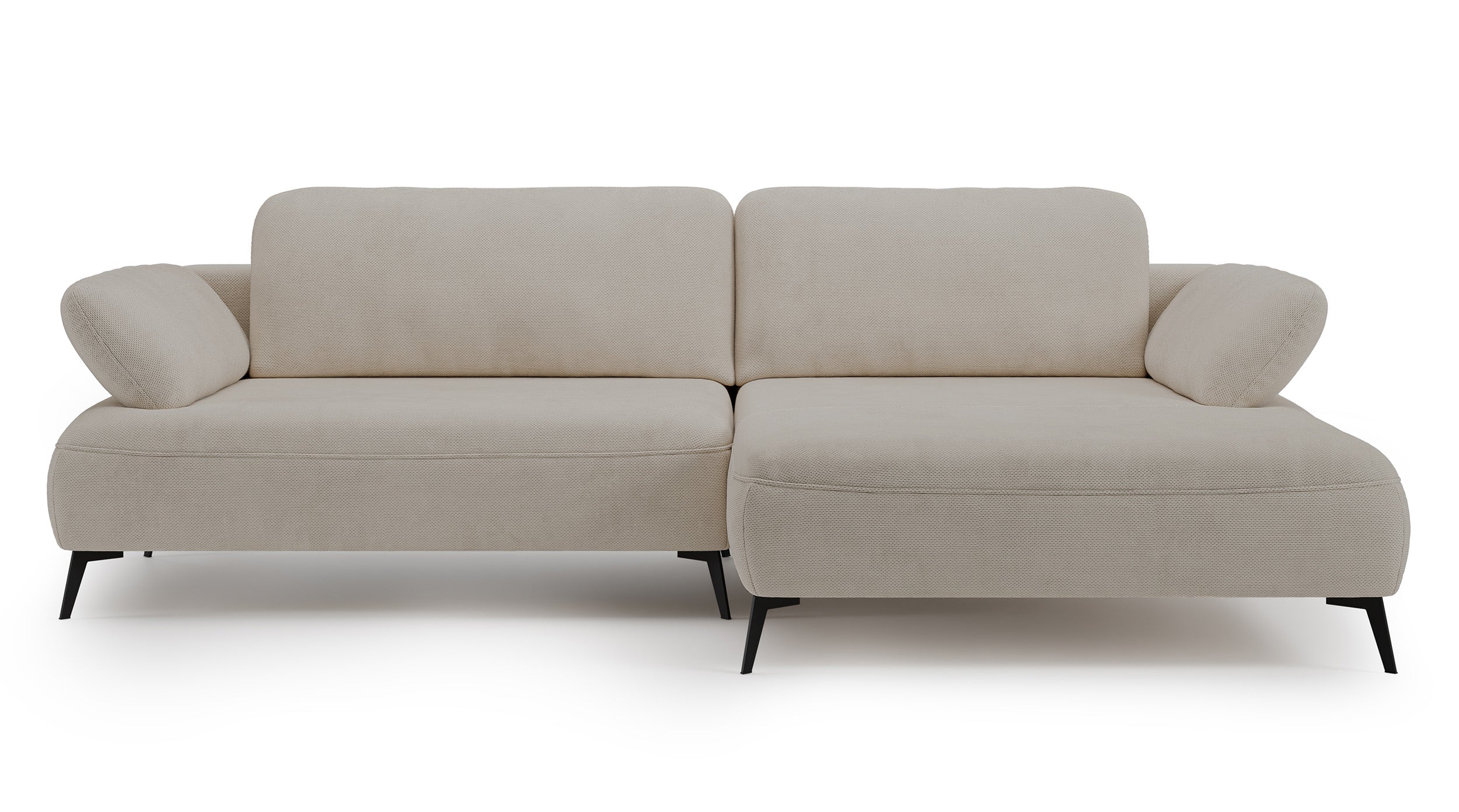 Ecksofa mit Schlaffunktion Avolla, L-förmig, rechtsseitig, mit Stauraum, beige, hydrophobes Chenille