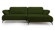 Ecksofa mit Schlaffunktion Avolla, L-förmig, rechtsseitig, mit Stauraum, olivgrüner hydrophober Chenille-Stoff