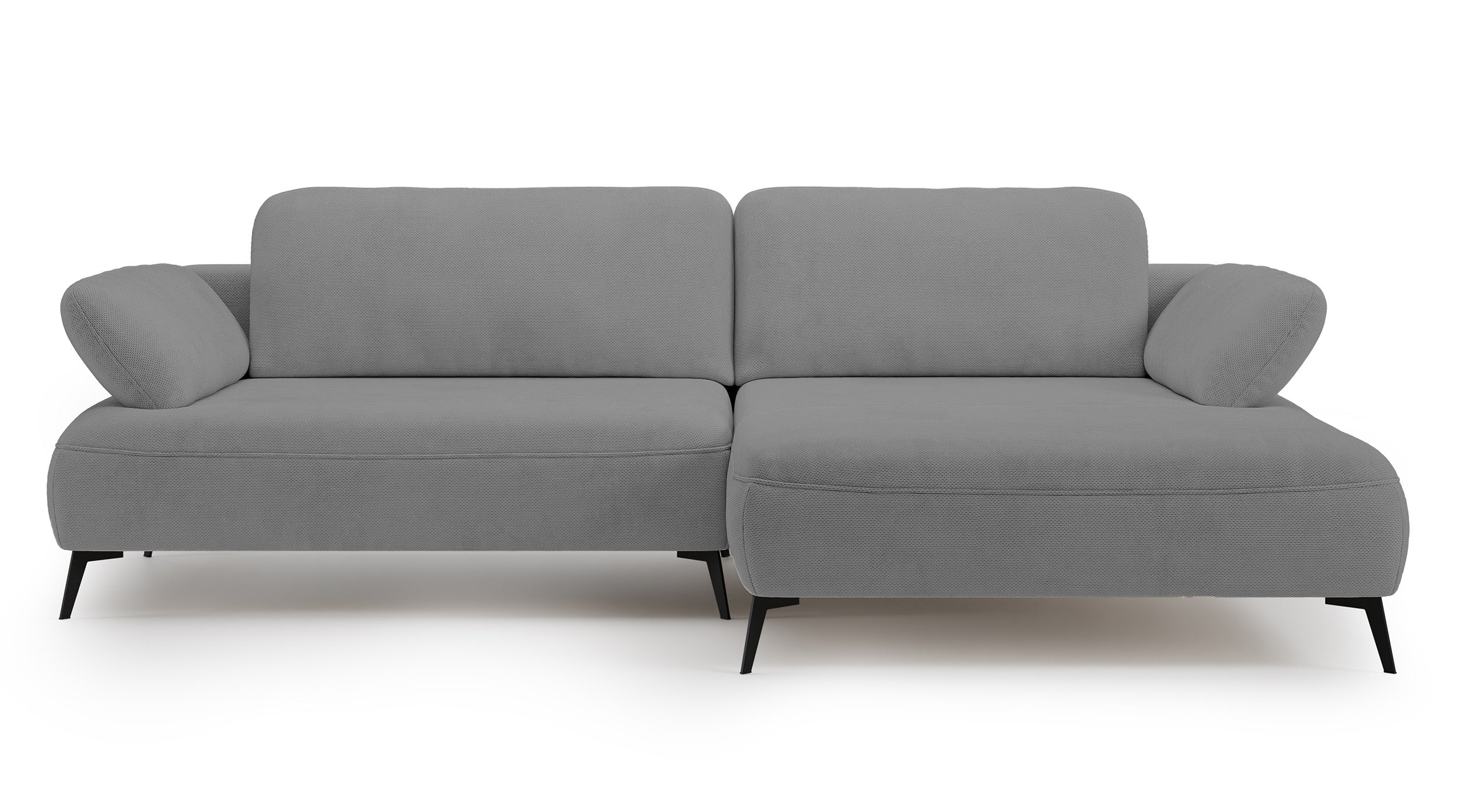 Ecksofa mit Schlaffunktion Avolla, L-förmig, rechtsseitig, mit Stauraum, grauer hydrophober Chenille-Stoff