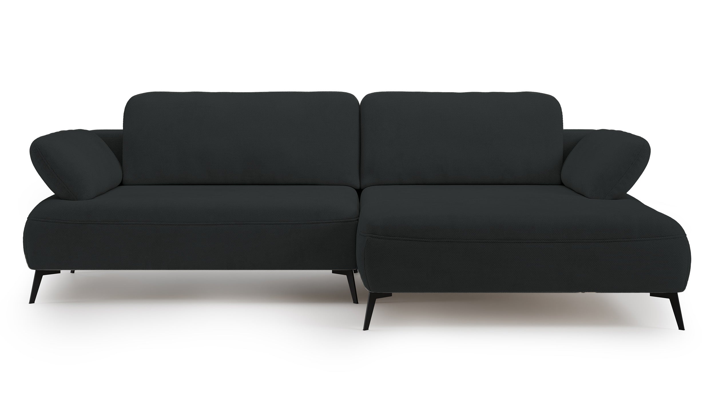 Ecksofa mit Schlaffunktion Avolla, L-förmig, rechtsseitig, mit Stauraum, graphitfarben, hydrophobes Chenille