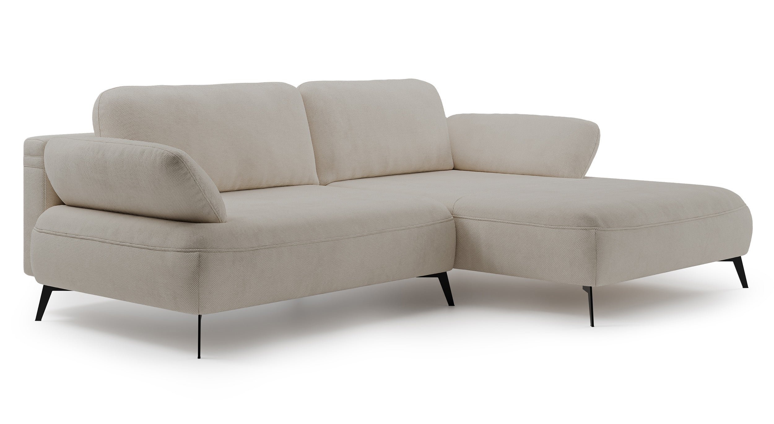 Ecksofa mit Schlaffunktion Avolla, L-förmig, rechtsseitig, mit Stauraum, beige, hydrophobes Chenille