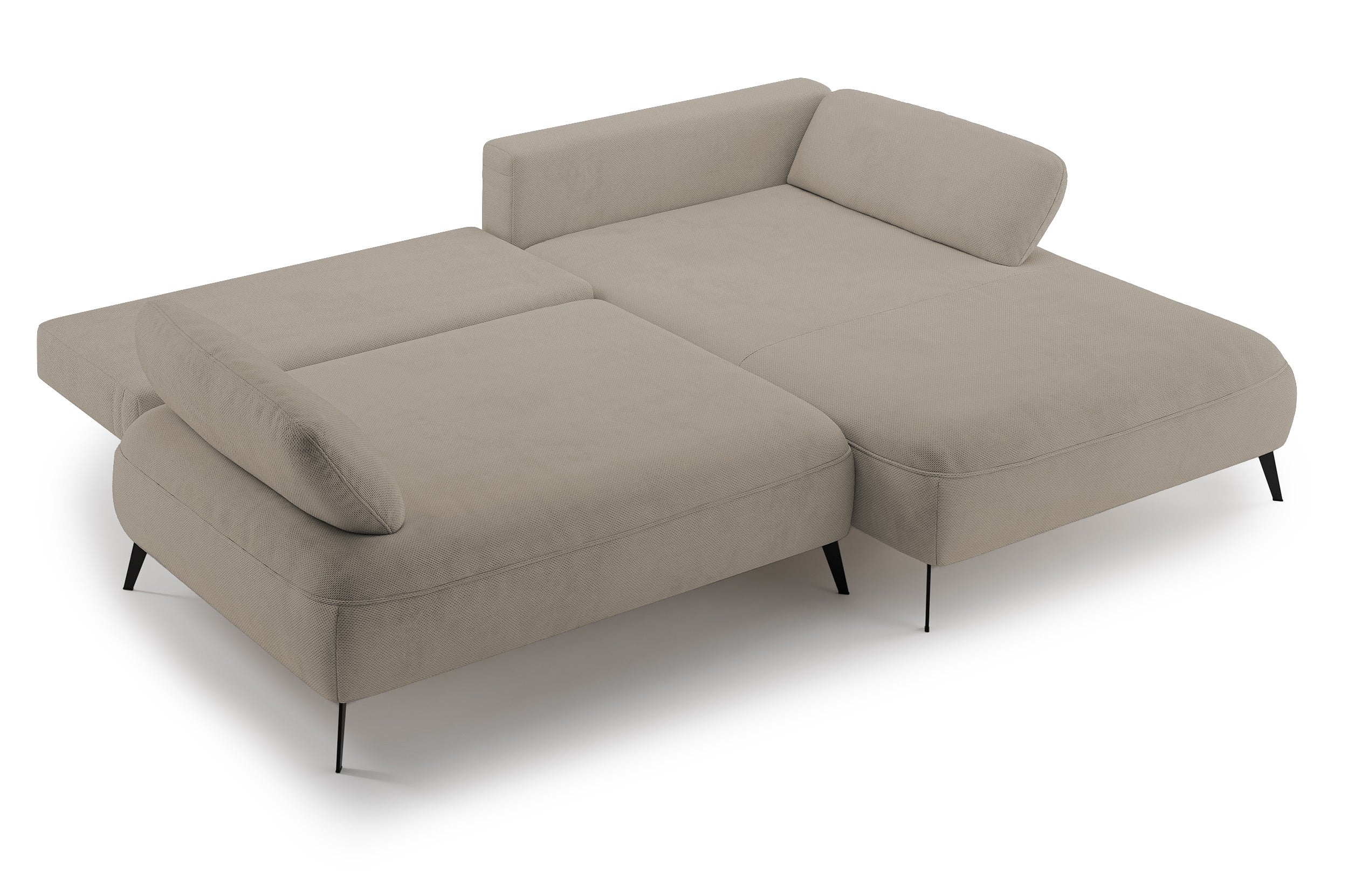 Ecksofa mit Schlaffunktion Avolla, L-förmig, rechtsseitig, mit Stauraum, dunkelbeige, hydrophobes Chenillegewebe