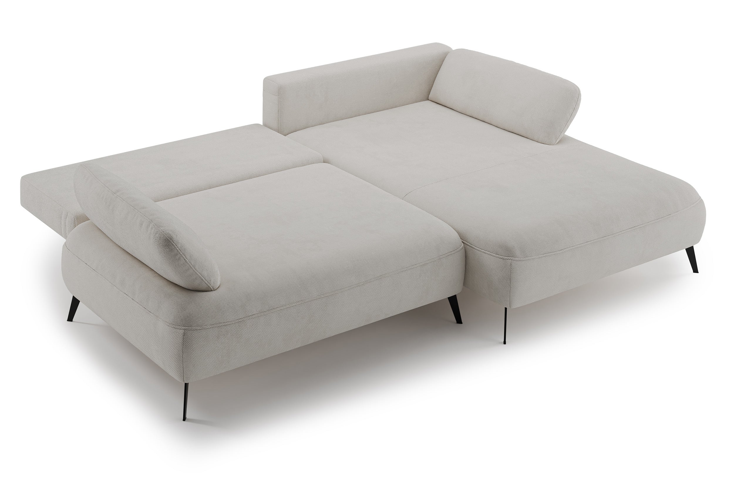 Ecksofa mit Schlaffunktion Avolla, L-Form, rechtsseitig, mit Stauraum, grau-beiger hydrophober Chenillestoff
