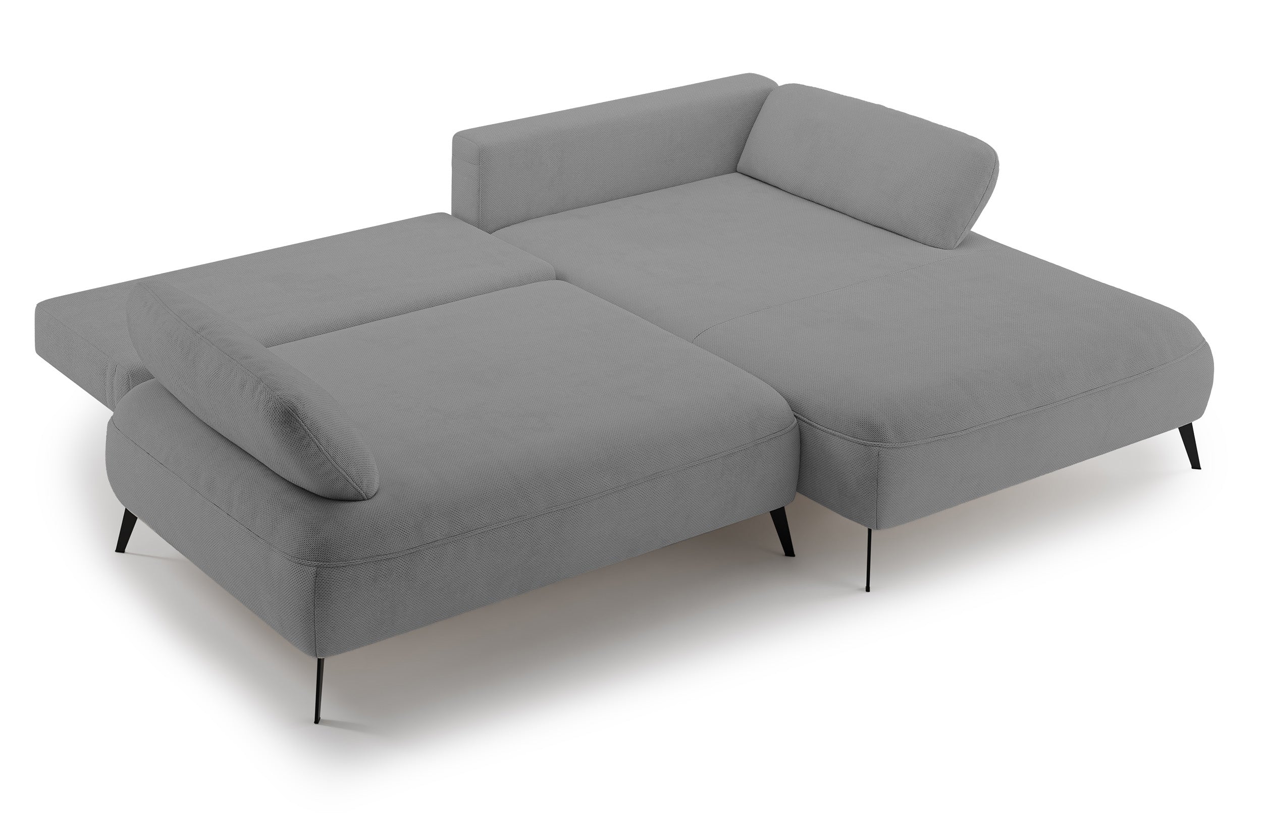 Ecksofa mit Schlaffunktion Avolla, L-förmig, rechtsseitig, mit Stauraum, grauer hydrophober Chenille-Stoff
