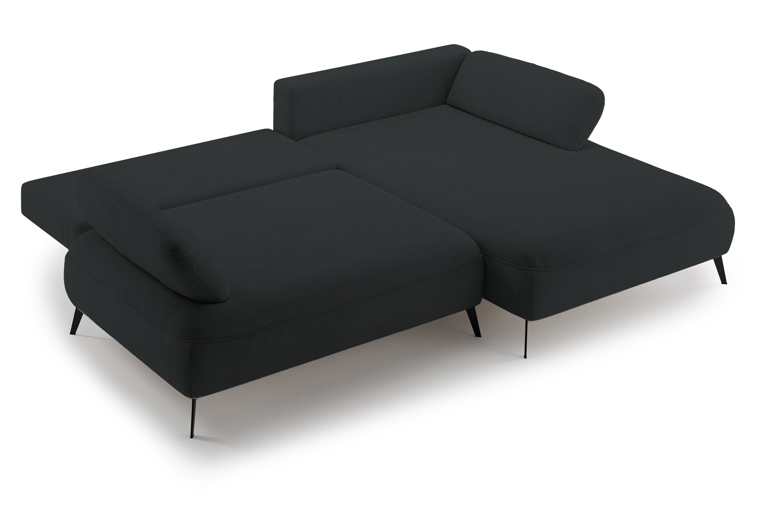 Ecksofa mit Schlaffunktion Avolla, L-förmig, rechtsseitig, mit Stauraum, graphitfarben, hydrophobes Chenille