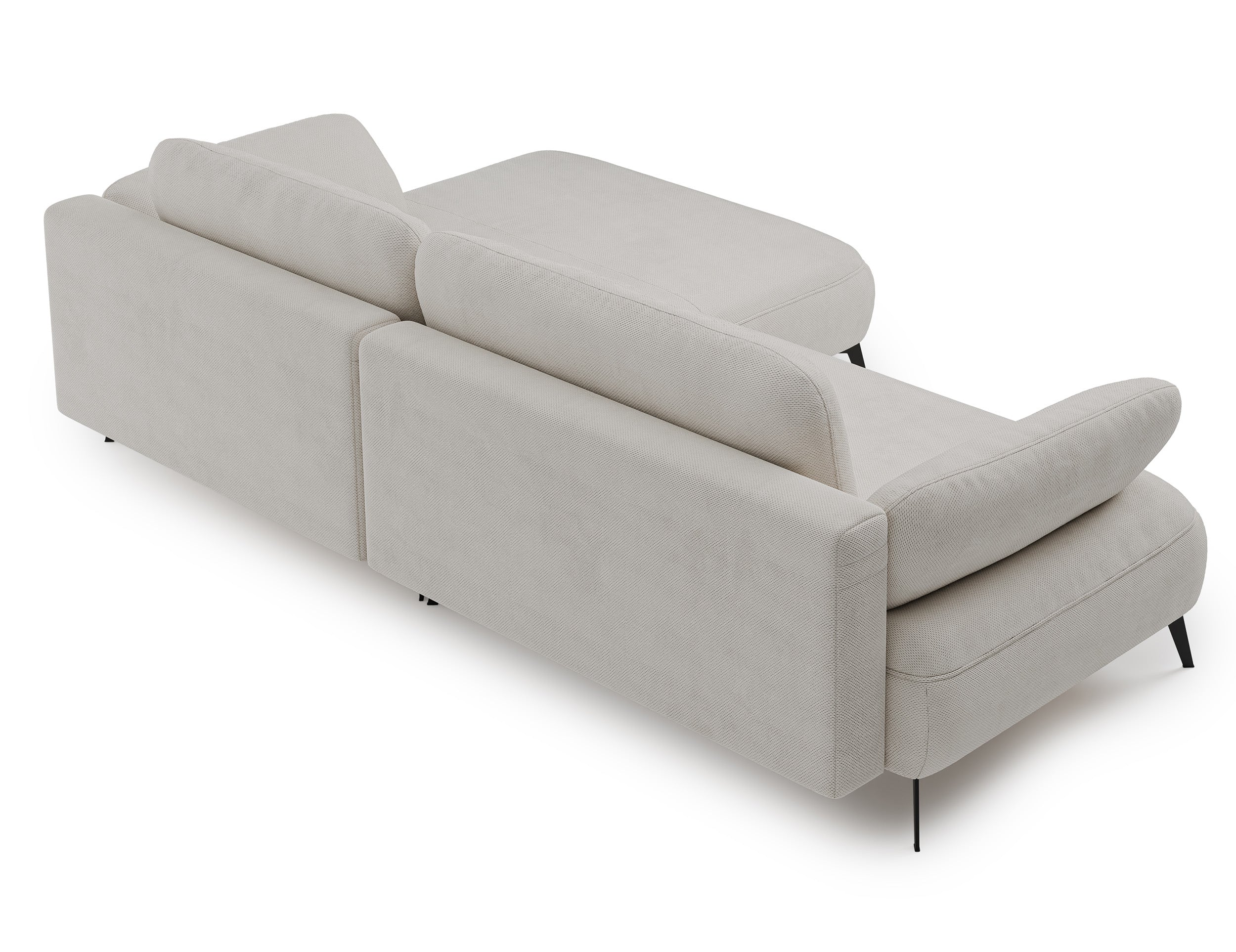 Ecksofa mit Schlaffunktion Avolla, L-Form, rechtsseitig, mit Stauraum, grau-beiger hydrophober Chenillestoff