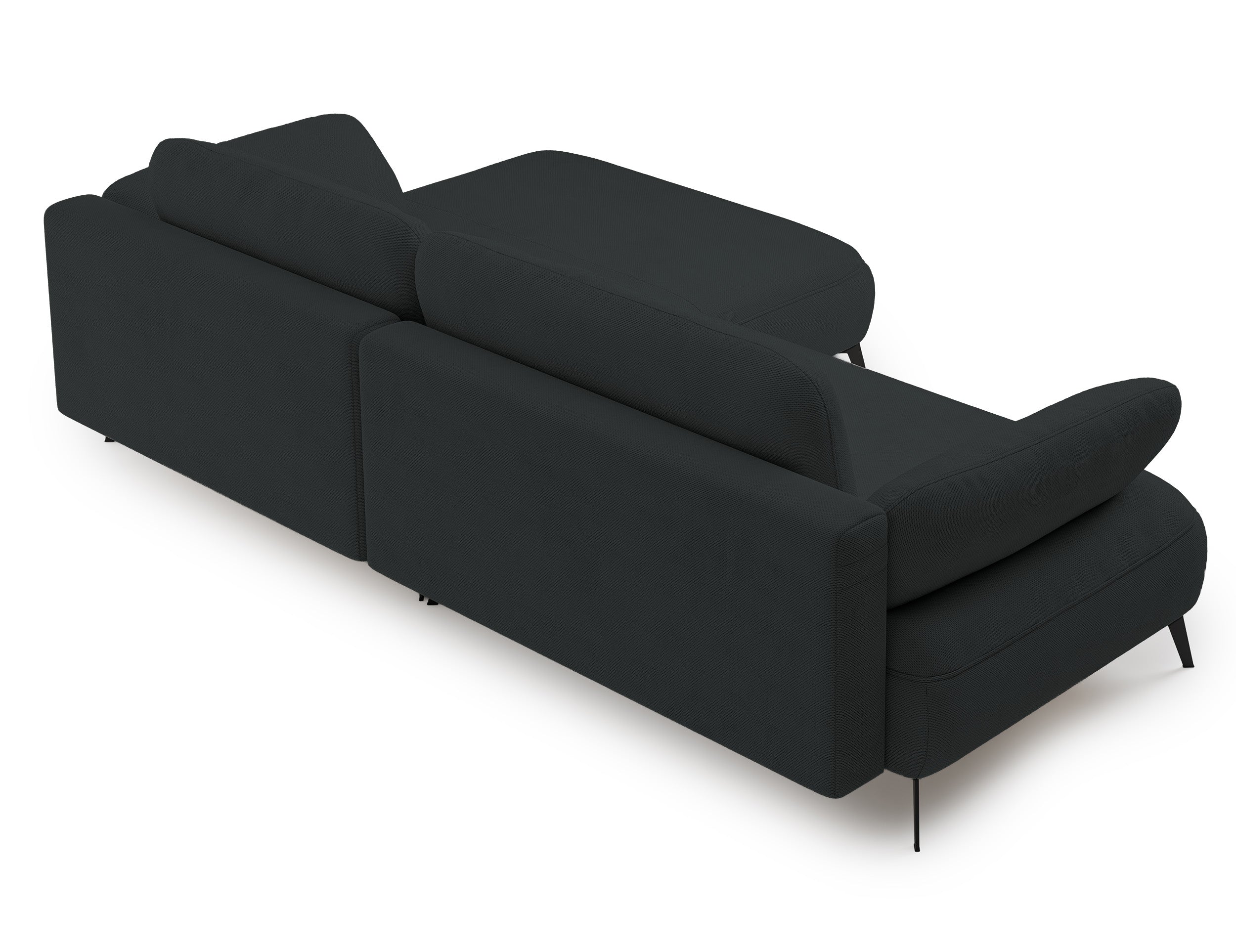 Ecksofa mit Schlaffunktion Avolla, L-förmig, rechtsseitig, mit Stauraum, graphitfarben, hydrophobes Chenille