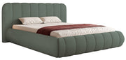 Polsterbett 200x200 cm Malunna mit Stauraum, Metallrahmen, salbeigrüner Chenille-Stoff, pflegeleicht