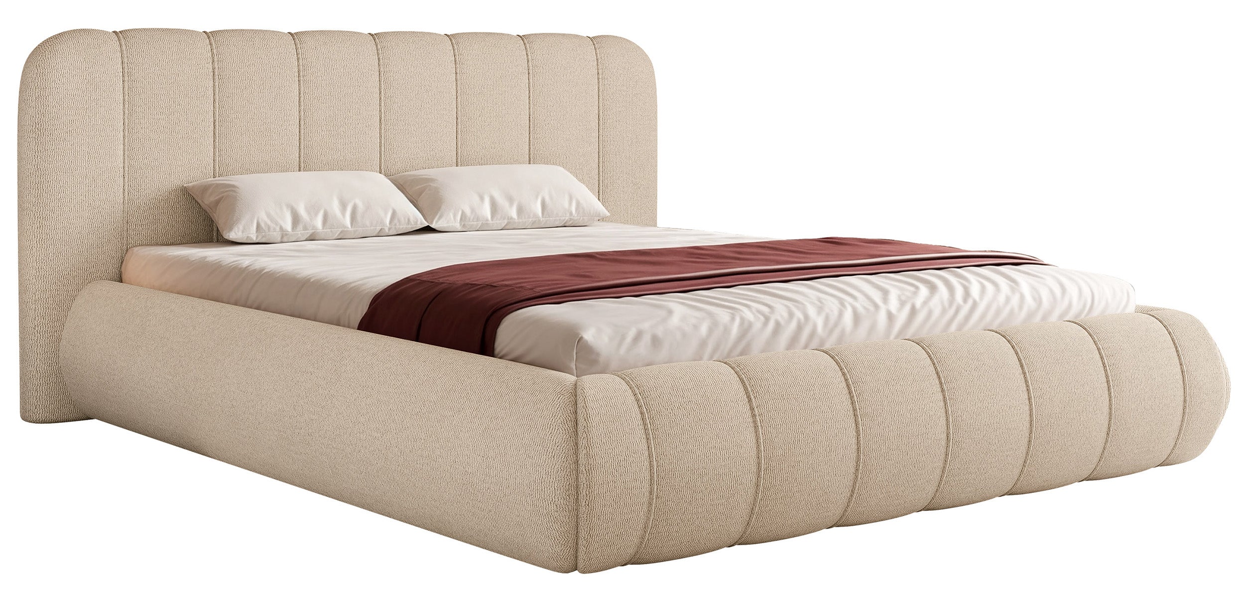 Polsterbett 140x200 cm Malunna mit Stauraum, Metallrahmen, beige Chenille, pflegeleicht