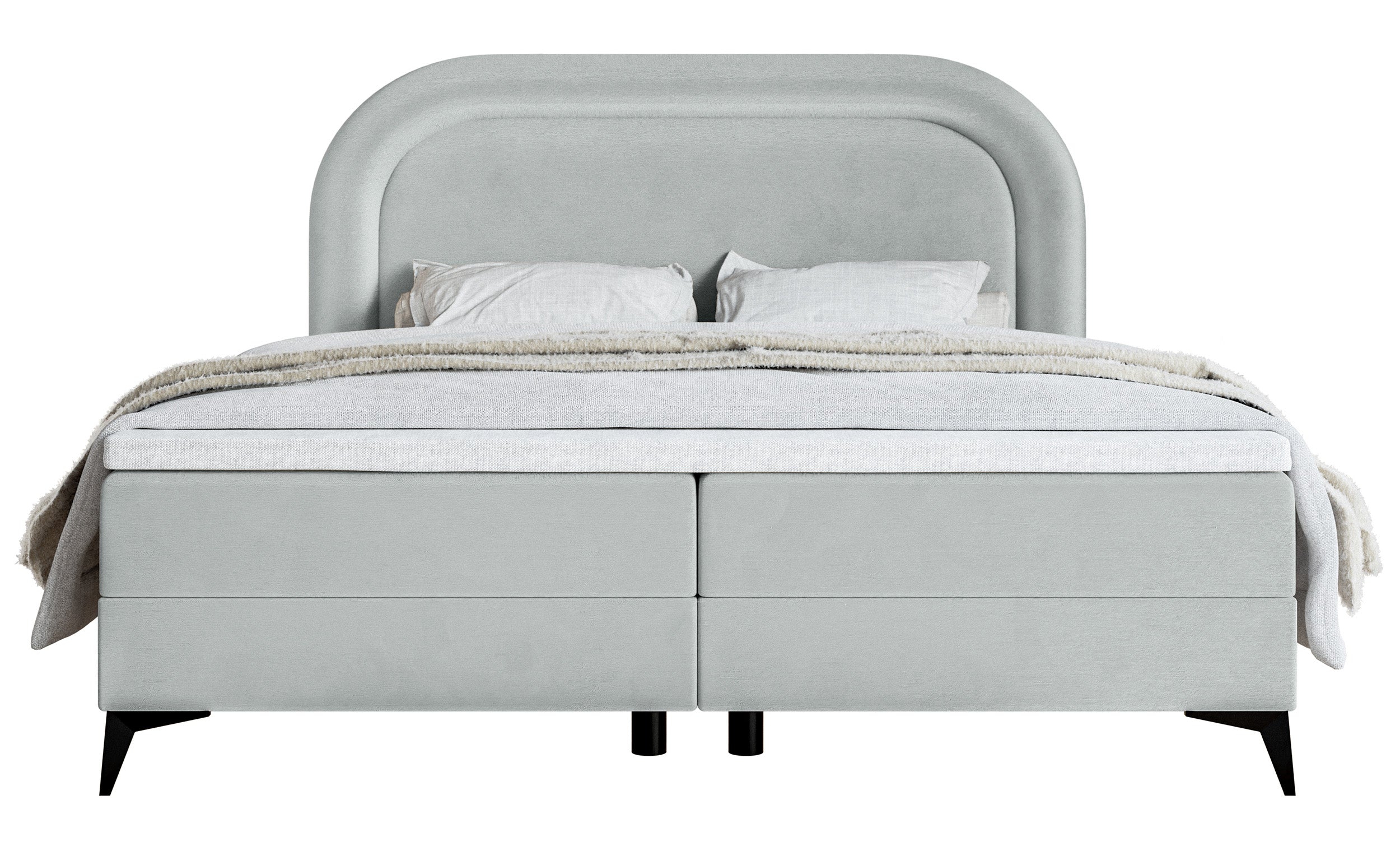 Kontinentalbett 160x200 cm Loreo mit Topper und Stauraum, Tauben-Velours, wasserabweisend