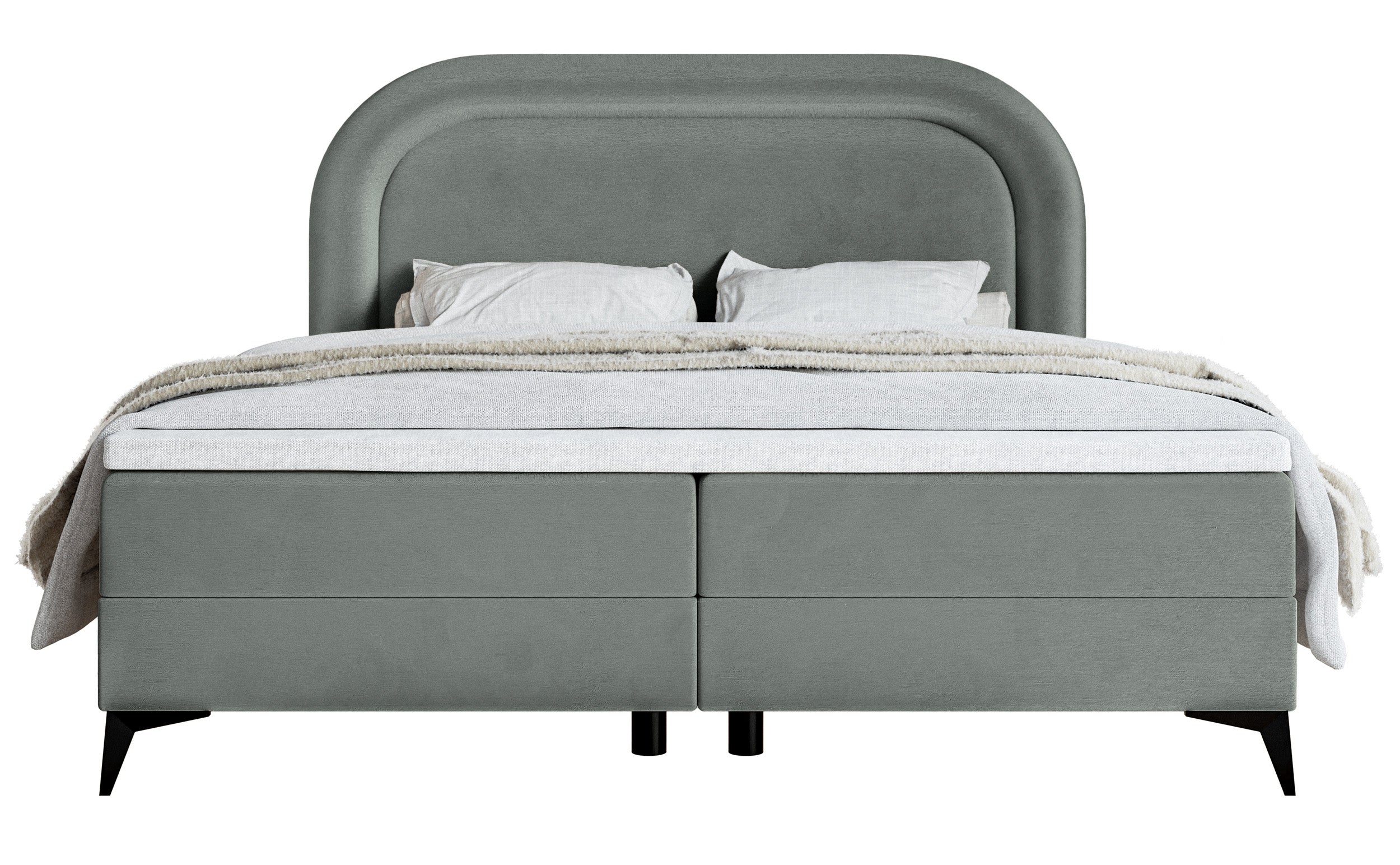Kontinentalbett 160x200 cm Loreo mit Topper und Stauraum, grauer wasserabweisender Samt