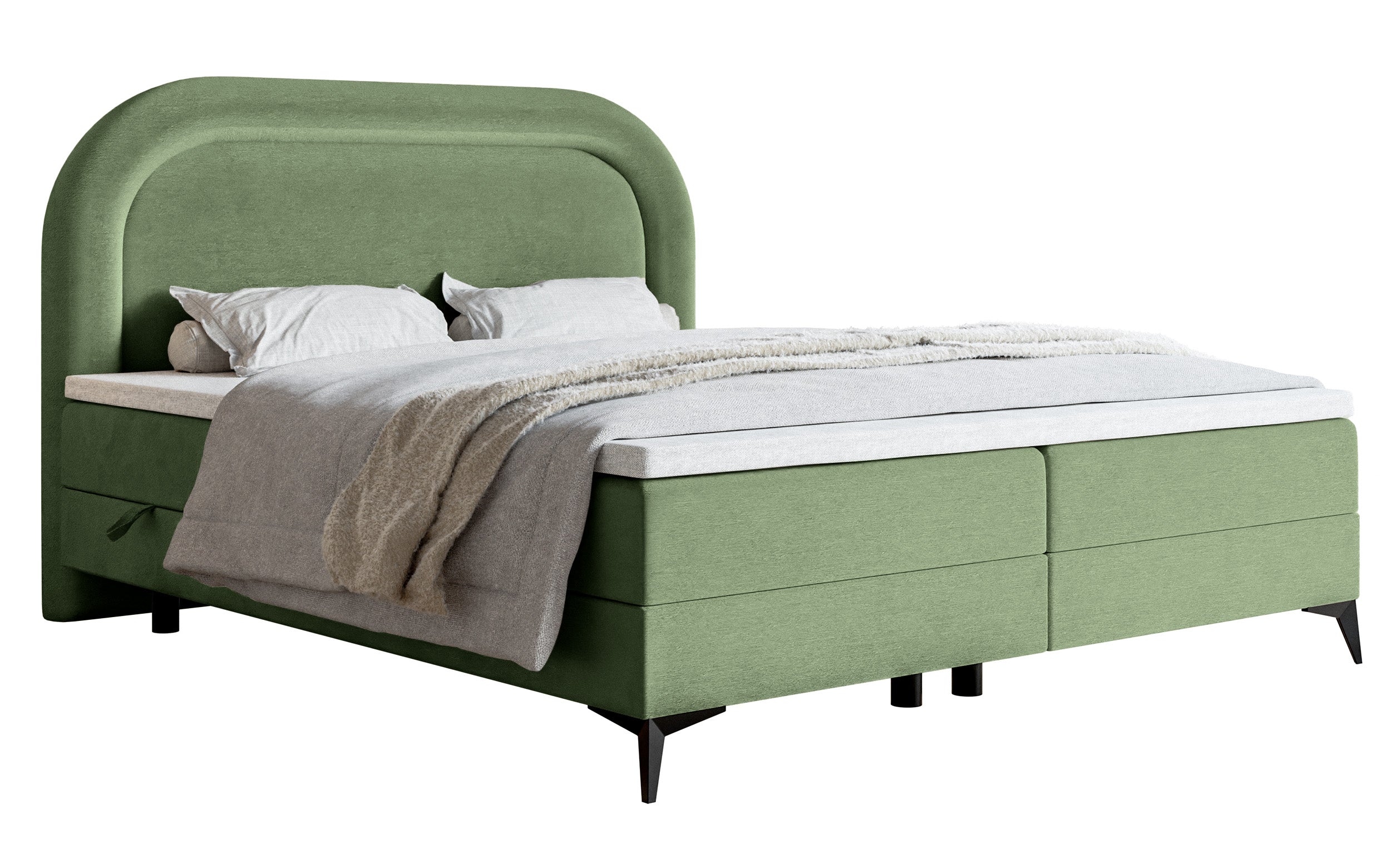 Kontinentalbett 140x200 cm Loreo mit Topper und Stauraum, Eukalyptus-Velours, hydrophob