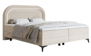 Kontinentalbett 180x200 cm Loreo mit Topper und Stauraum, grau-beiges Velours, wasserabweisend