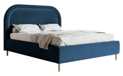 Polsterbett 140x200 cm Loreo mit Stauraum, marineblauer Veloursstoff, wasserabweisend