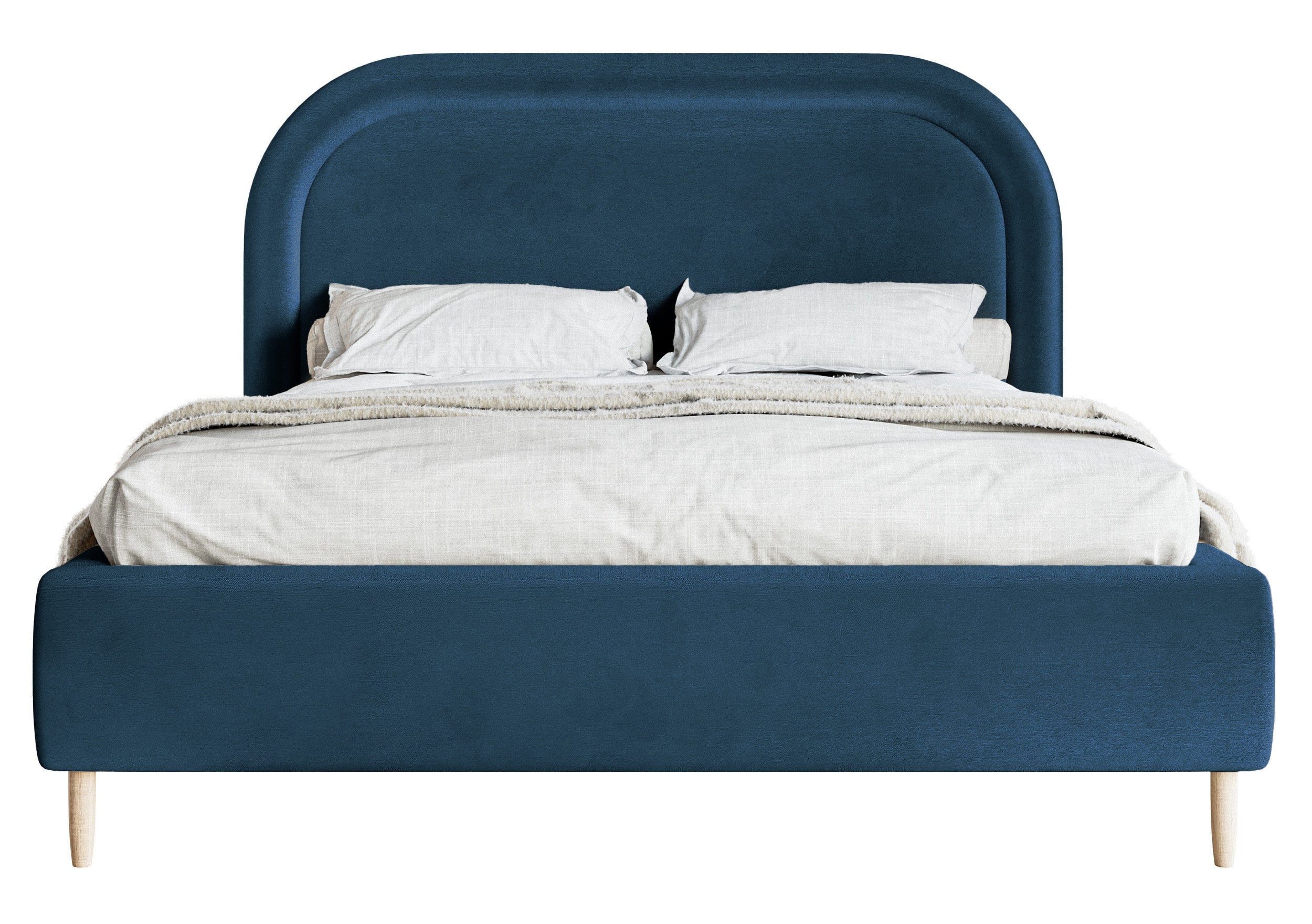 Polsterbett 180x200 cm Loreo mit Stauraum, marineblauer hydrophober Samt