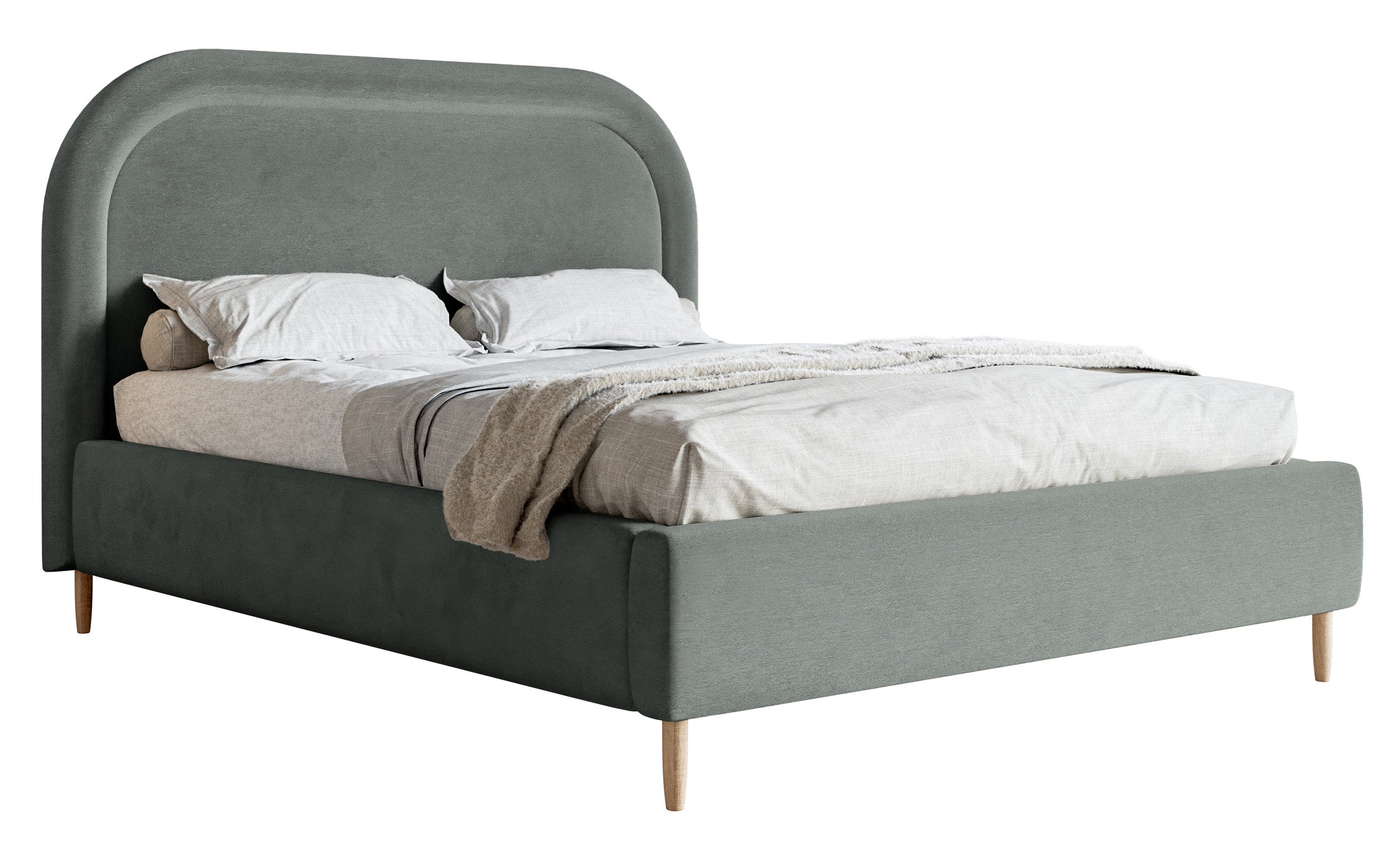 Gepolstertes Bett 180x200 cm Loreo mit Stauraum, grauer, wasserabweisender Samt