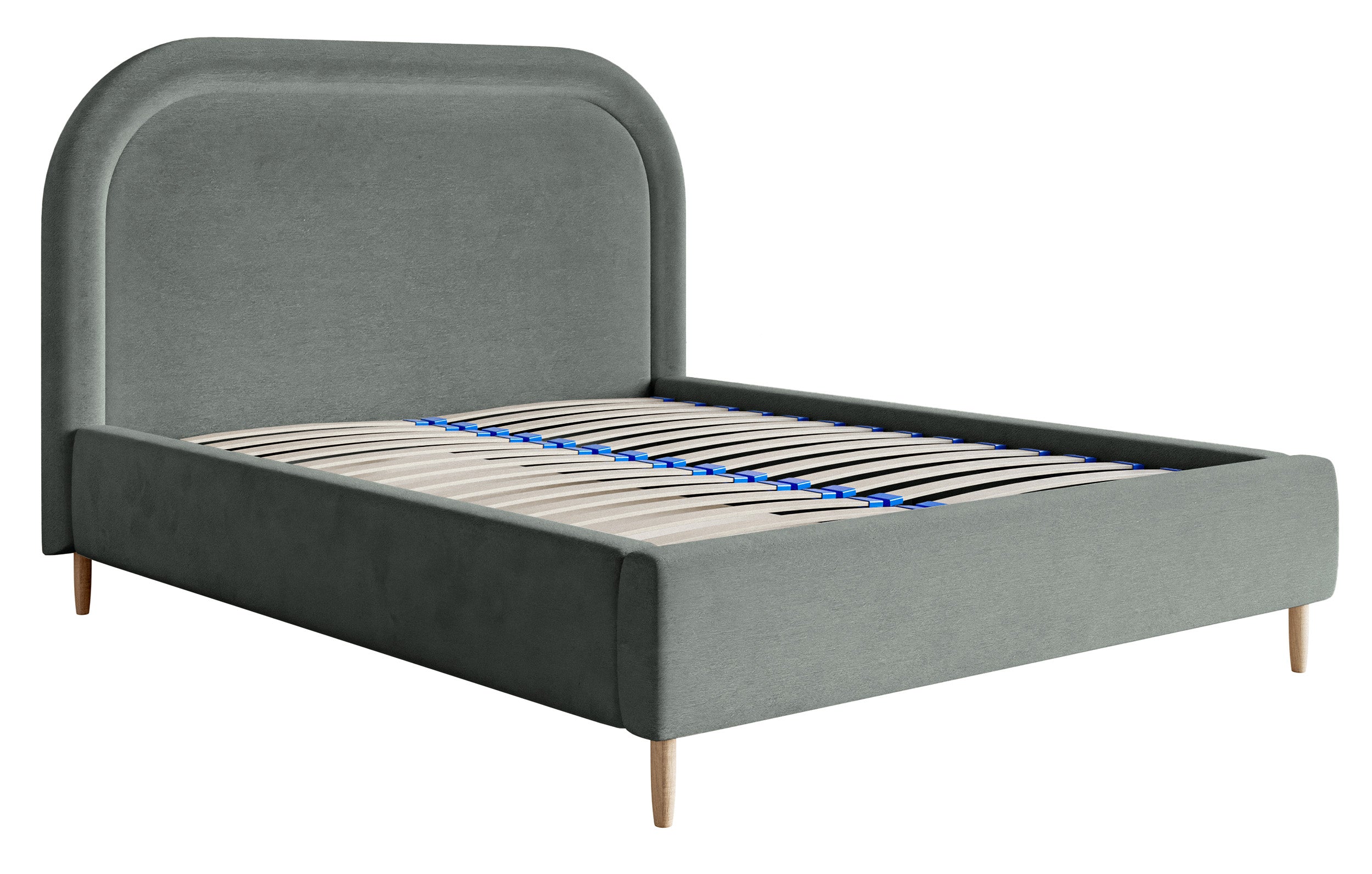 Gepolstertes Bett 180x200 cm Loreo mit Stauraum, grauer, wasserabweisender Samt