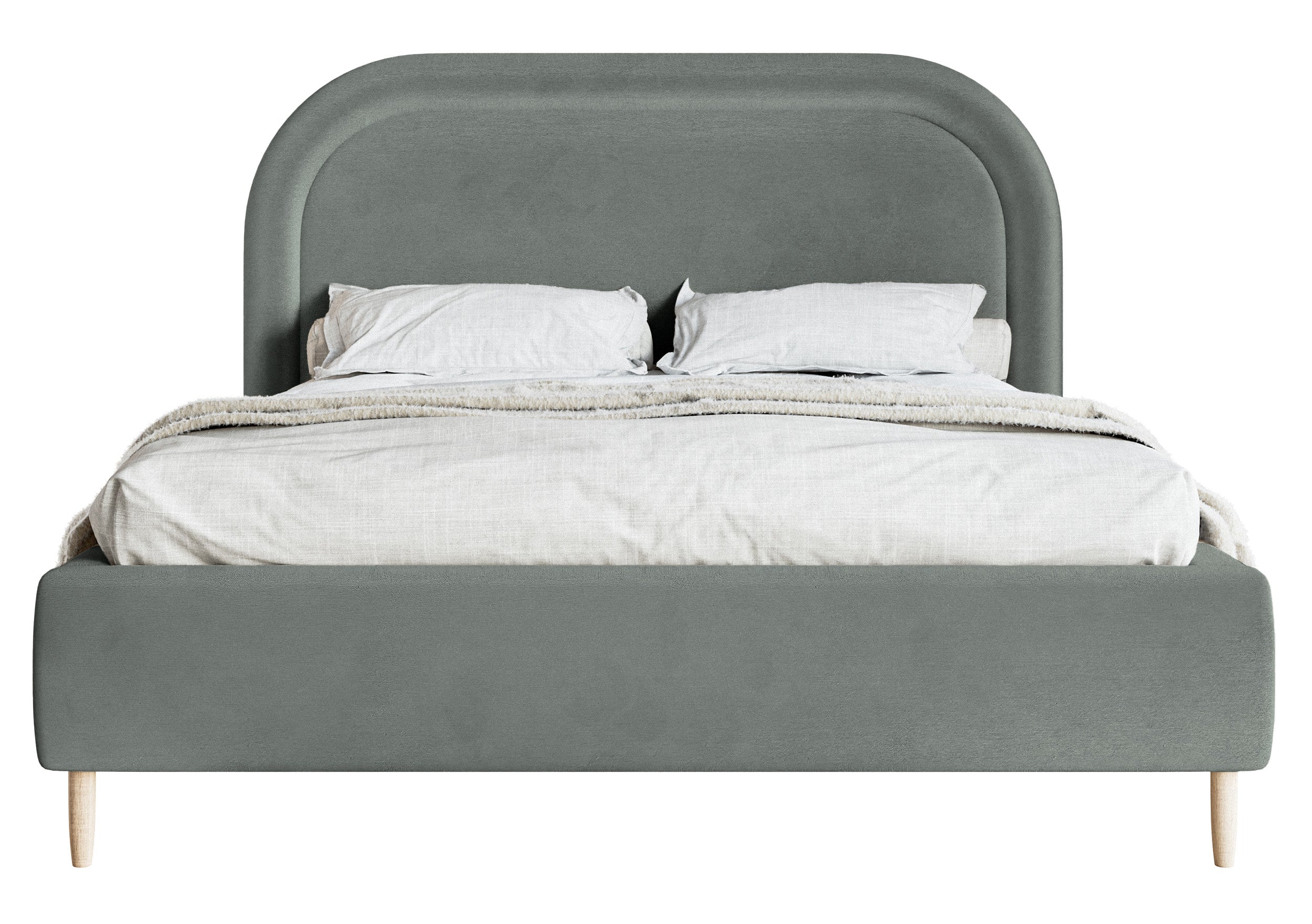Gepolstertes Bett 180x200 cm Loreo mit Stauraum, grauer, wasserabweisender Samt