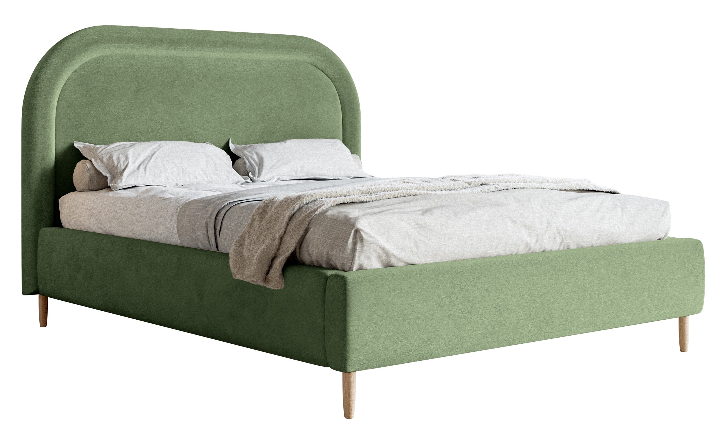 Gepolstertes Bett 140x200 cm Loreo mit Stauraum, Eukalyptus-Velours, wasserabweisend