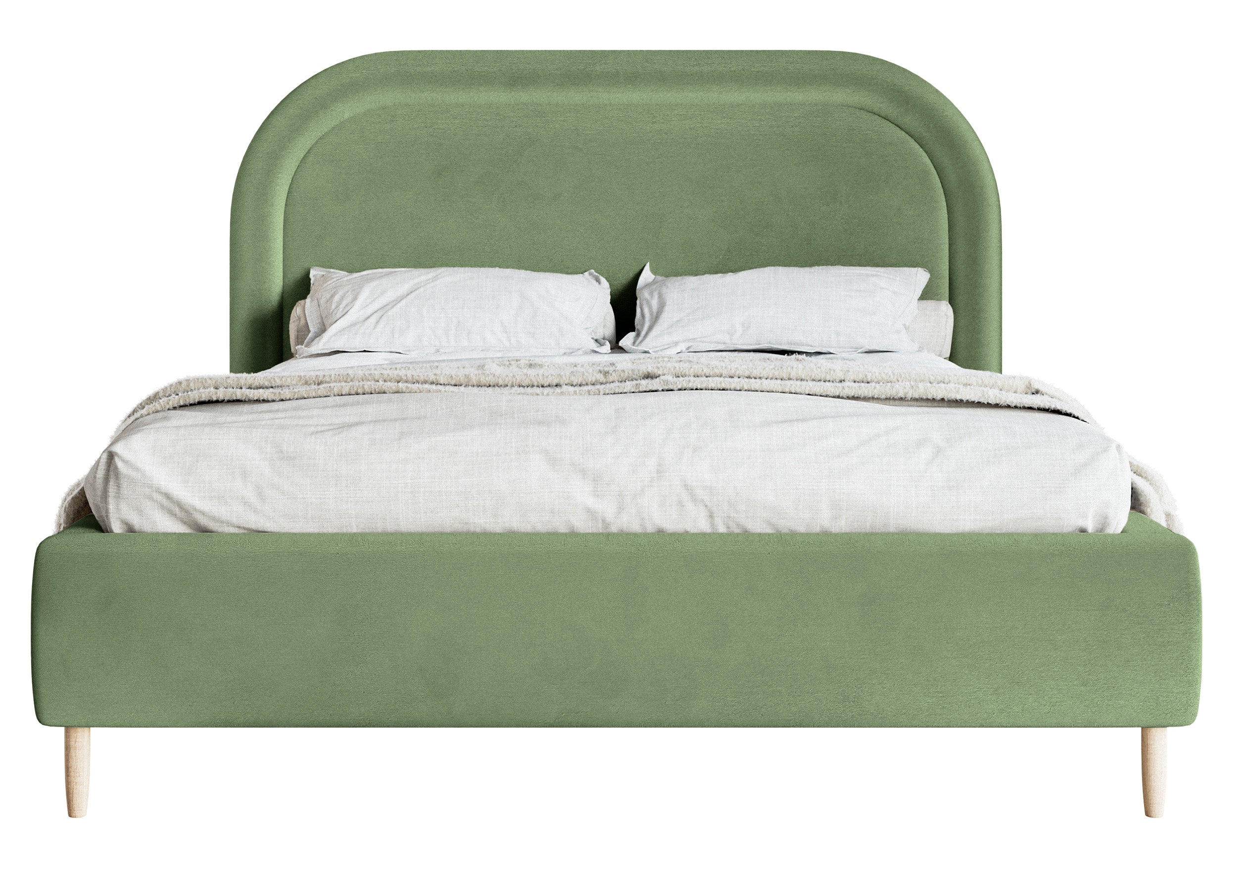 Gepolstertes Bett 180x200 cm Loreo mit Stauraum, eukalyptusfarbener, wasserabweisender Samt